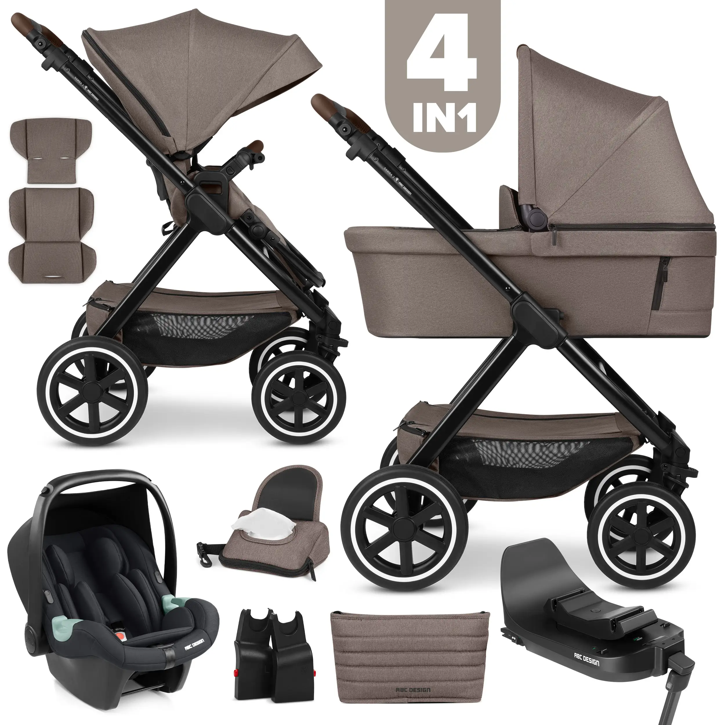 4in1 Stroller Set Samba 2 incl. Isofix Base - Nature