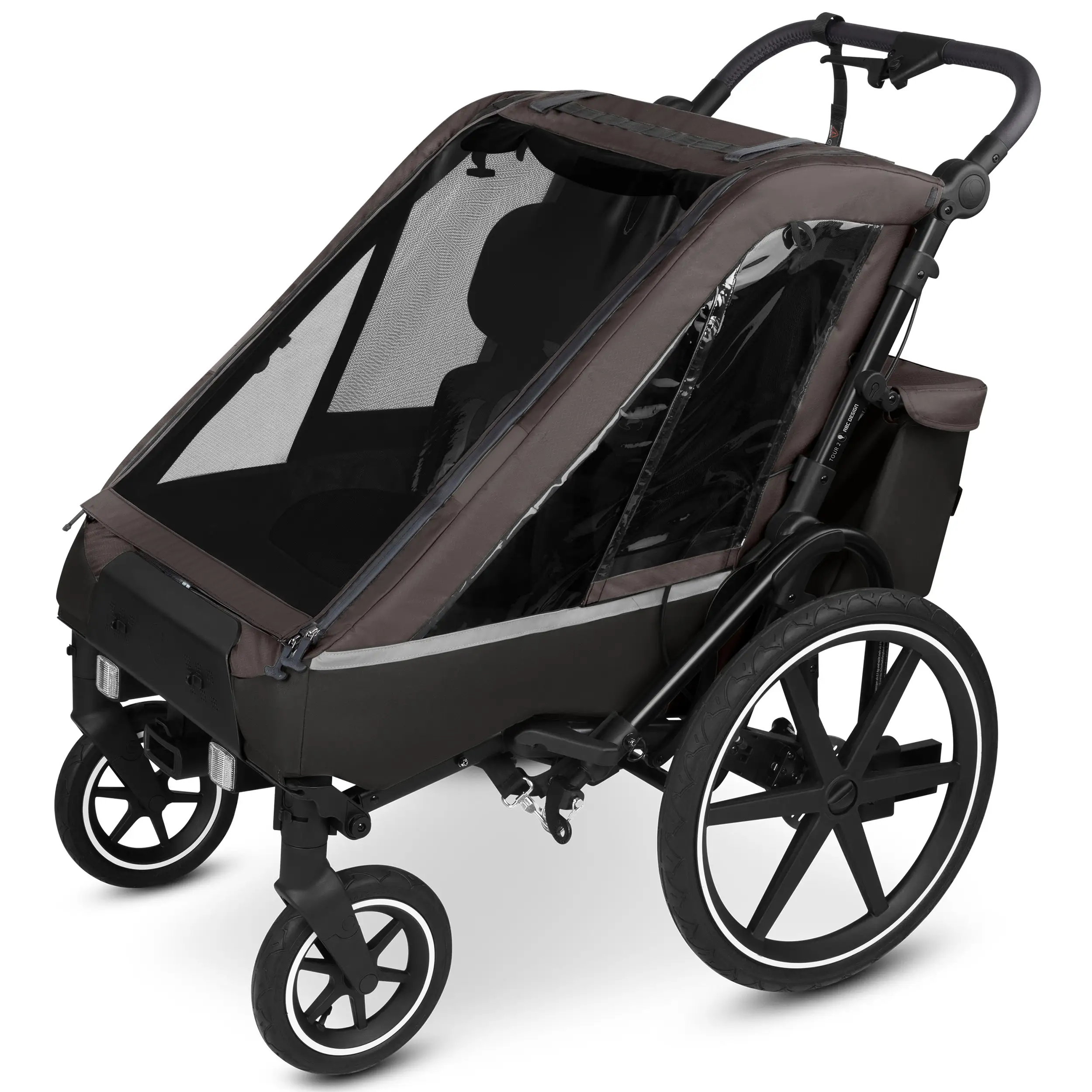 Tour 2 bicycle trailer with 2 comfortable seats & air wheels - Falcon