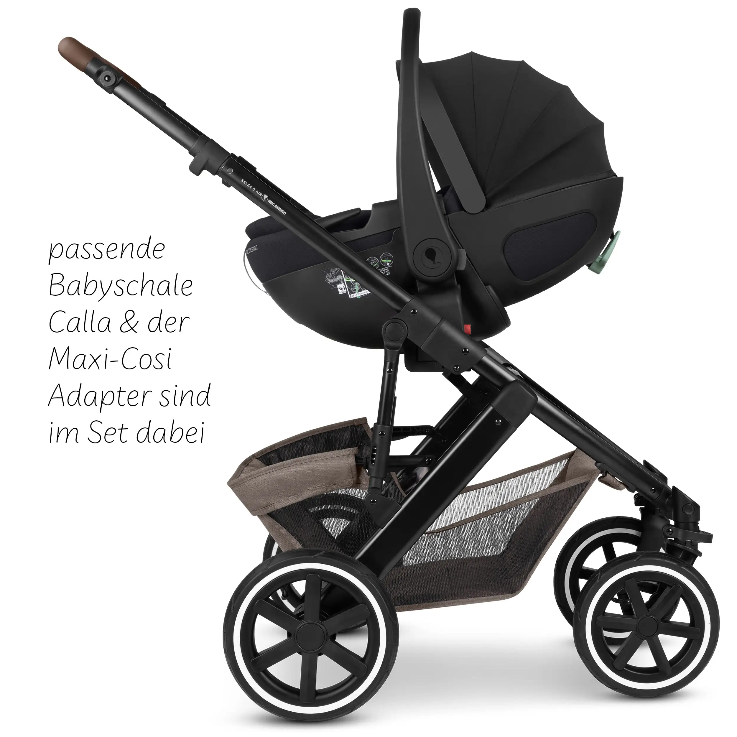3in1-Kinderwagen-Set Salsa 5 Air inkl. Babyschale Calla mit Liegefunktion  - Nature