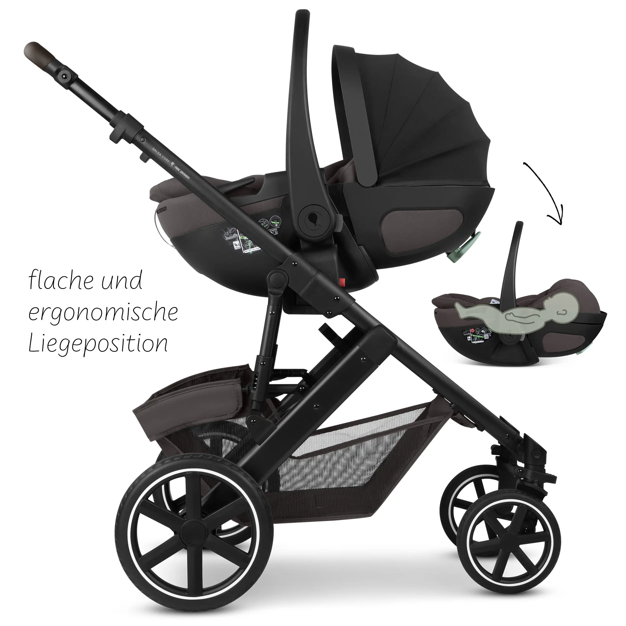3in1 Stroller Set Salsa Core incl. infant car seat Calla with Reclining Function - Falcon