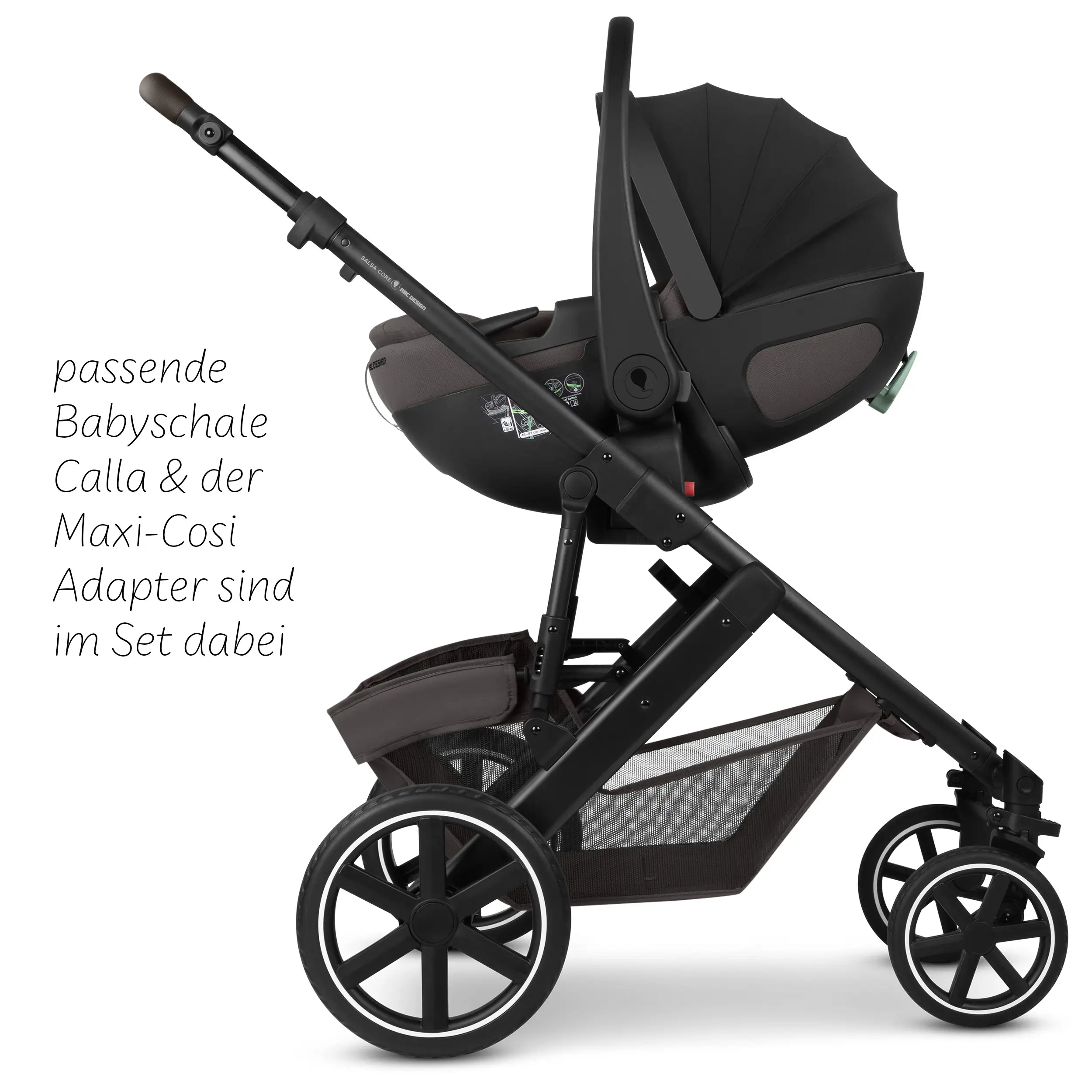 4in1 Stroller Set Salsa Core incl. infant car seat Calla with Reclining Function and the Root Isofix base - Falcon