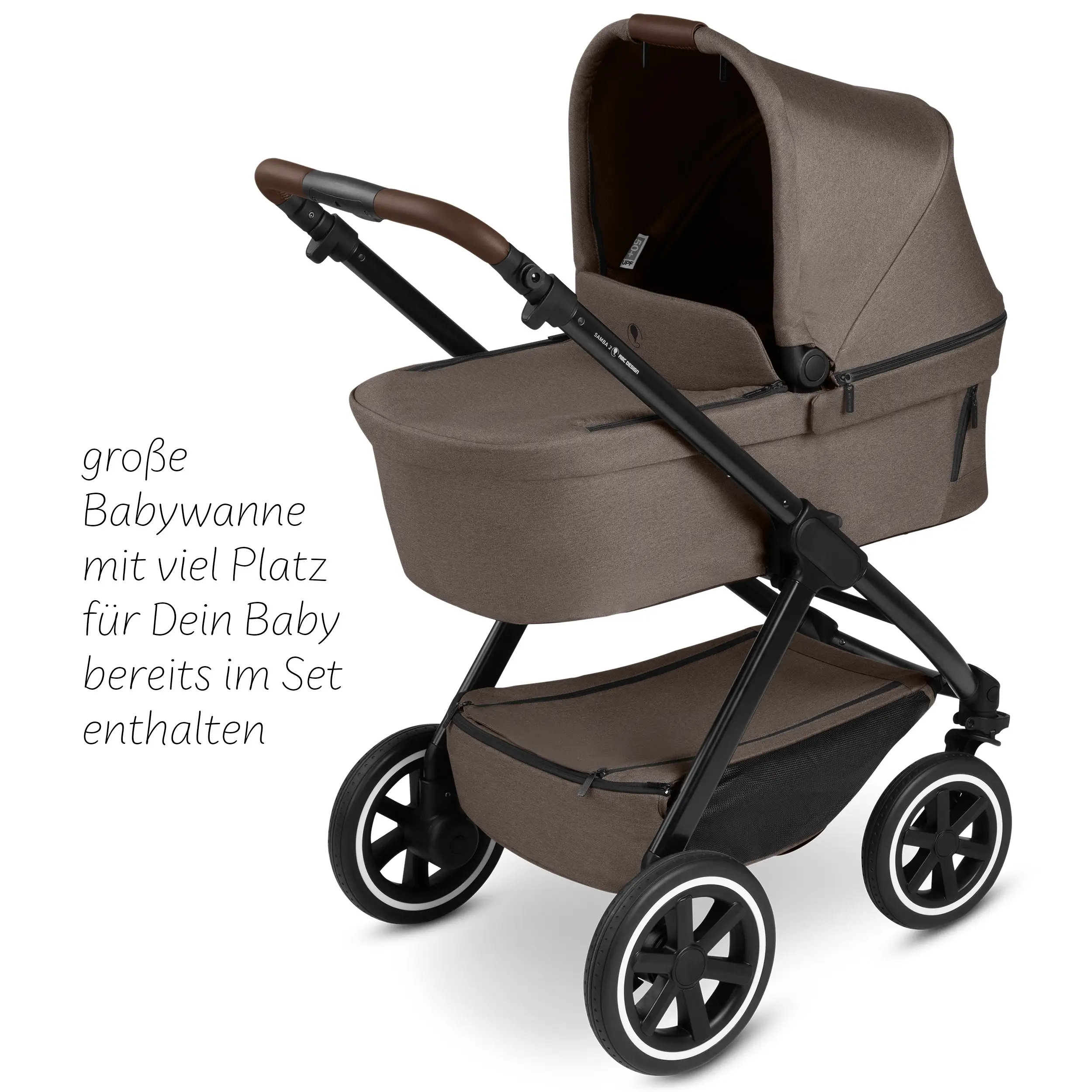 4in1-Kinderwagen-Set Samba 2 inkl. Babyschale Calla mit Liegefunktion - Nature