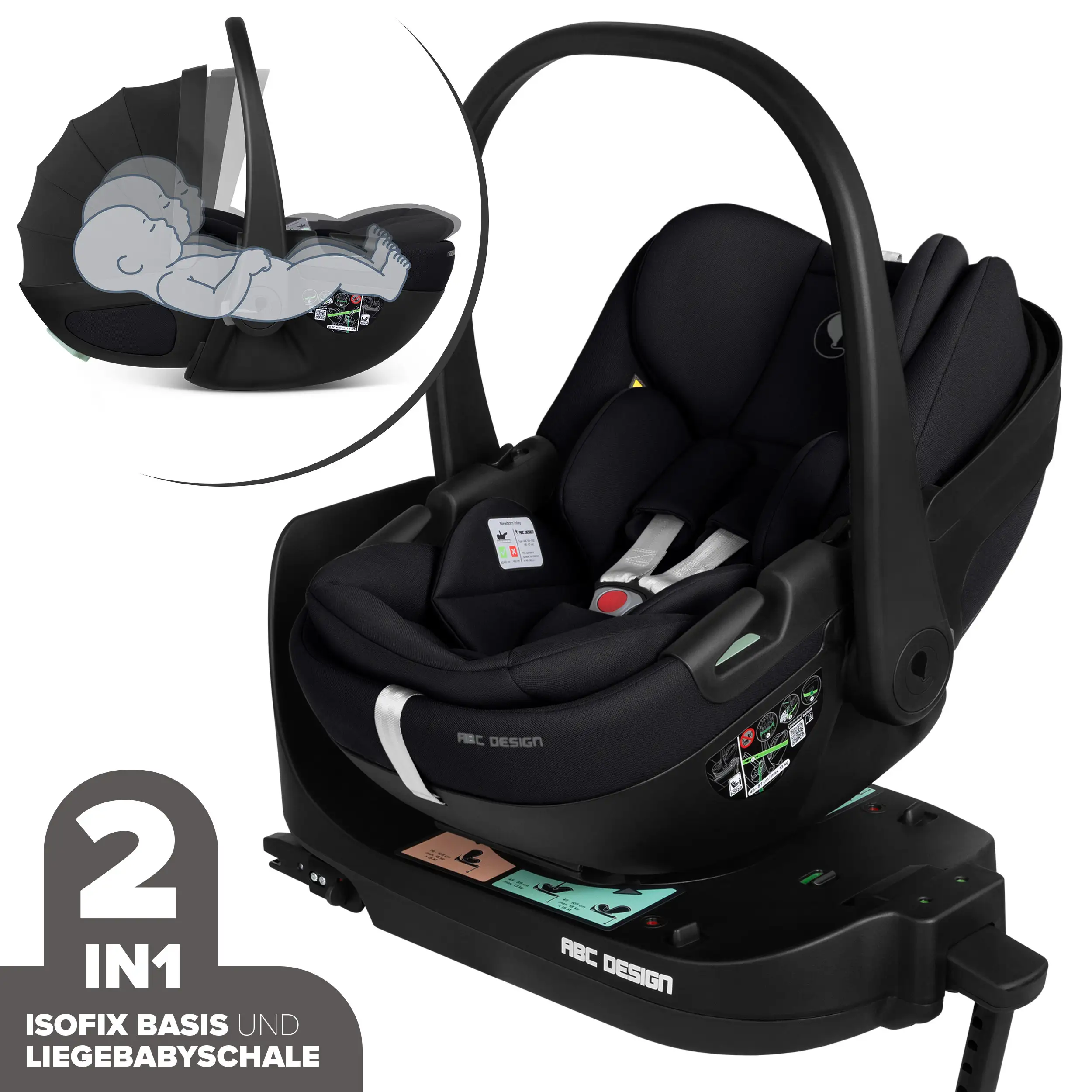 Calla i-Size lie-flat infant car seat incl. rotating ISOFIX Base Root - Ink