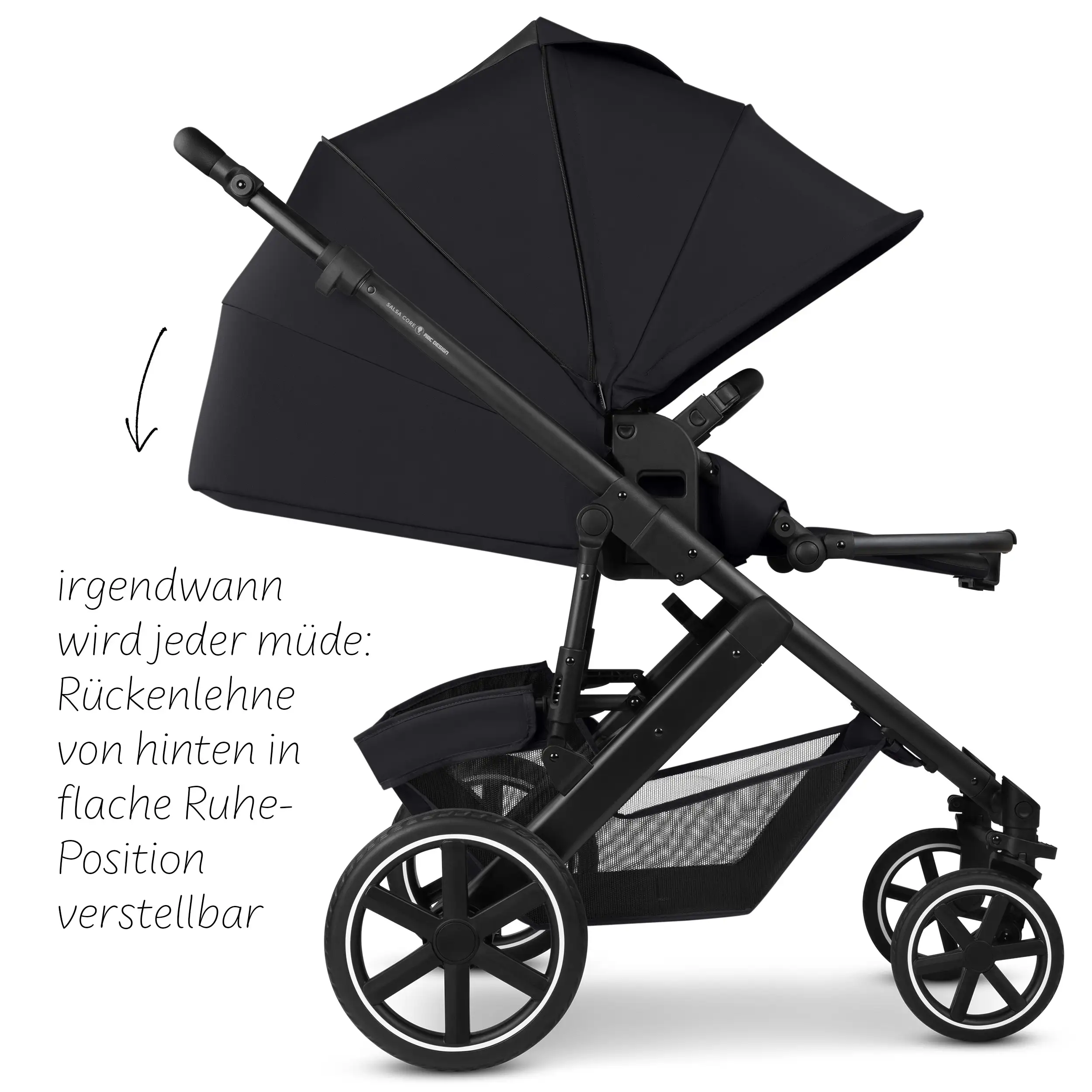 4in1 Stroller Set Salsa Core incl. infant car seat Calla with Reclining Function and the Root Isofix base - Ink