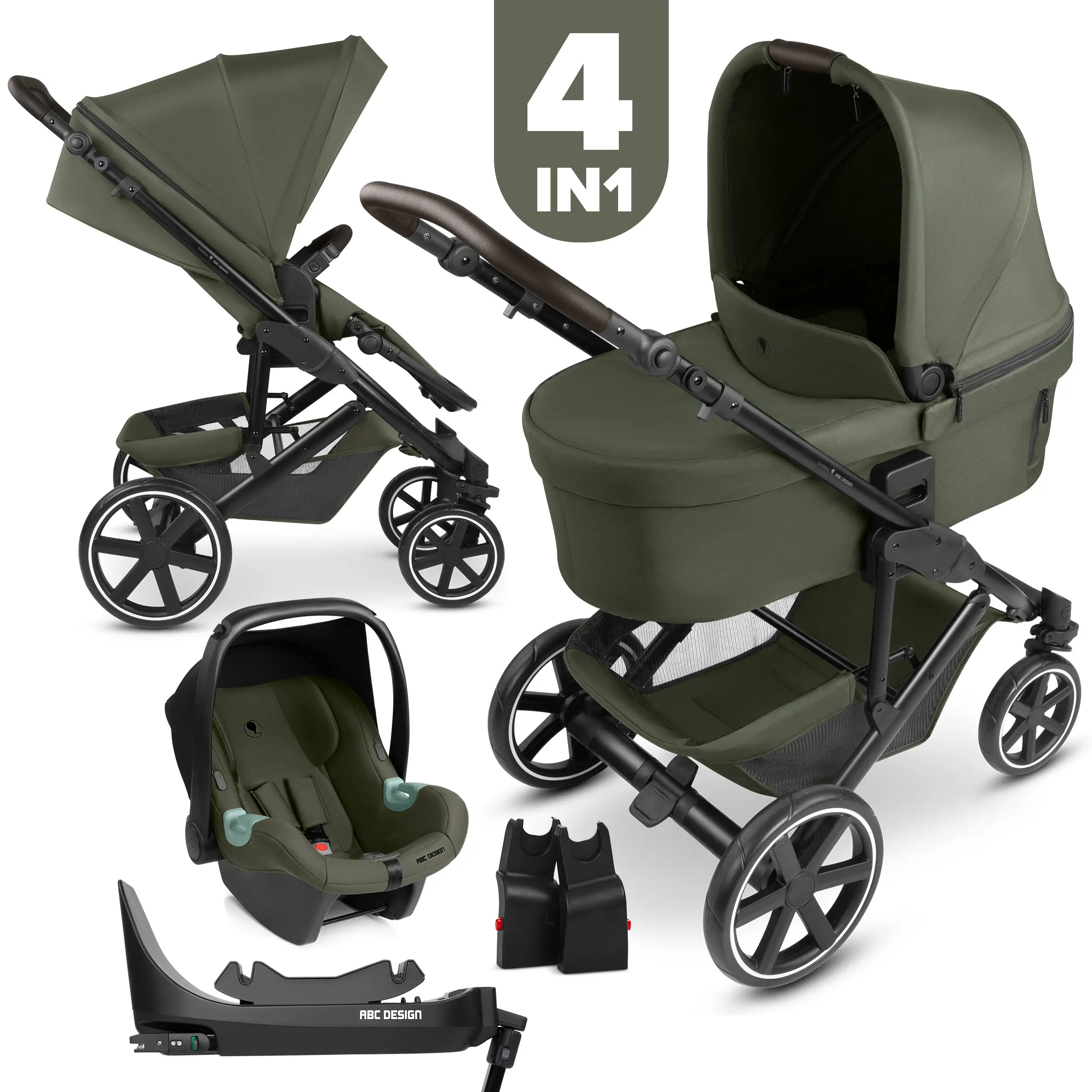 4-in-1 Sierra Stroller Set incl. Isofix base - Pea
