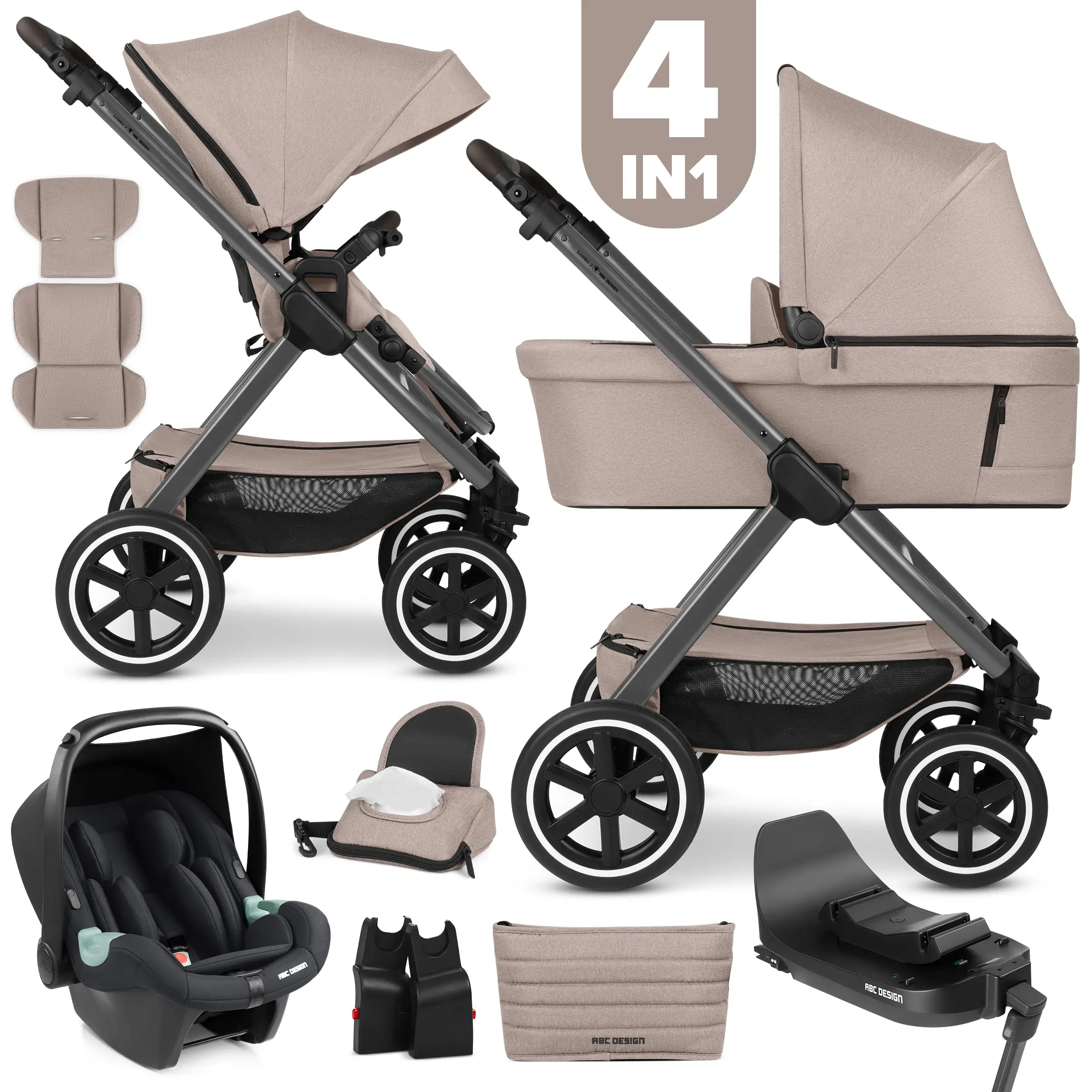 4in1 Stroller Set Samba 2 incl. Isofix Base - Camel