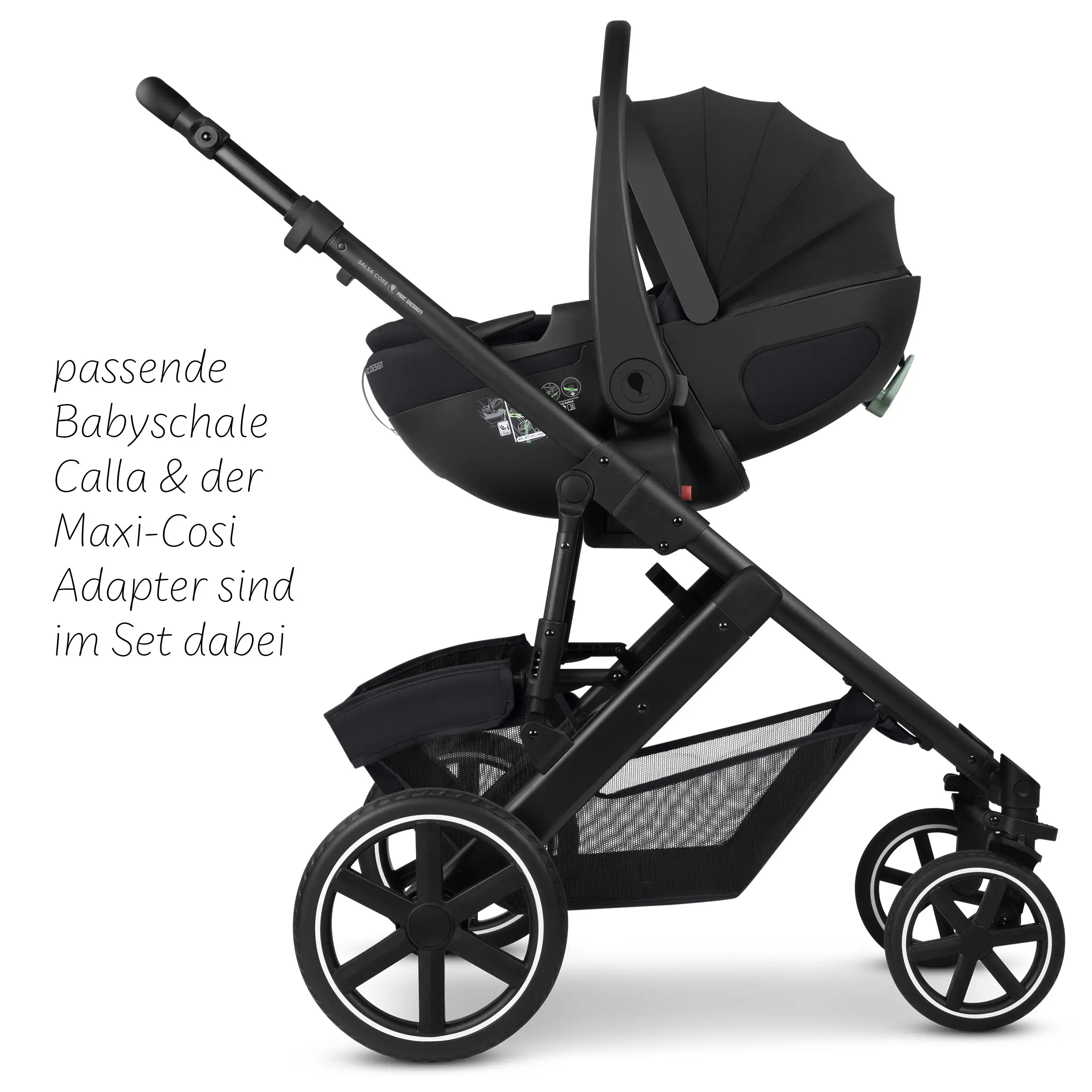 4in1 Stroller Set Salsa Core incl. infant car seat Calla with Reclining Function and the Root Isofix base - Ink