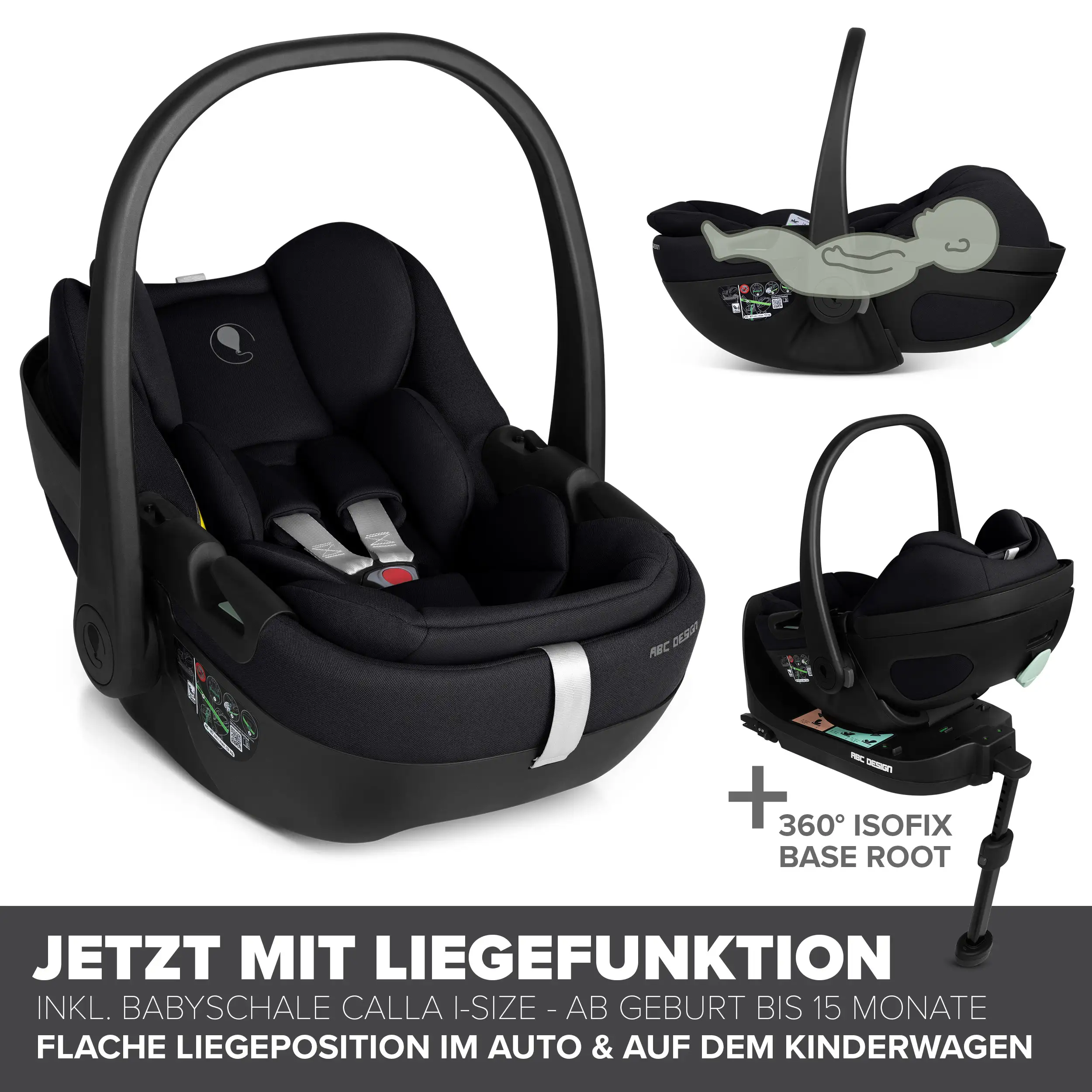 4in1 Stroller Set Salsa Core incl. infant car seat Calla with Reclining Function and the Root Isofix base - Ink