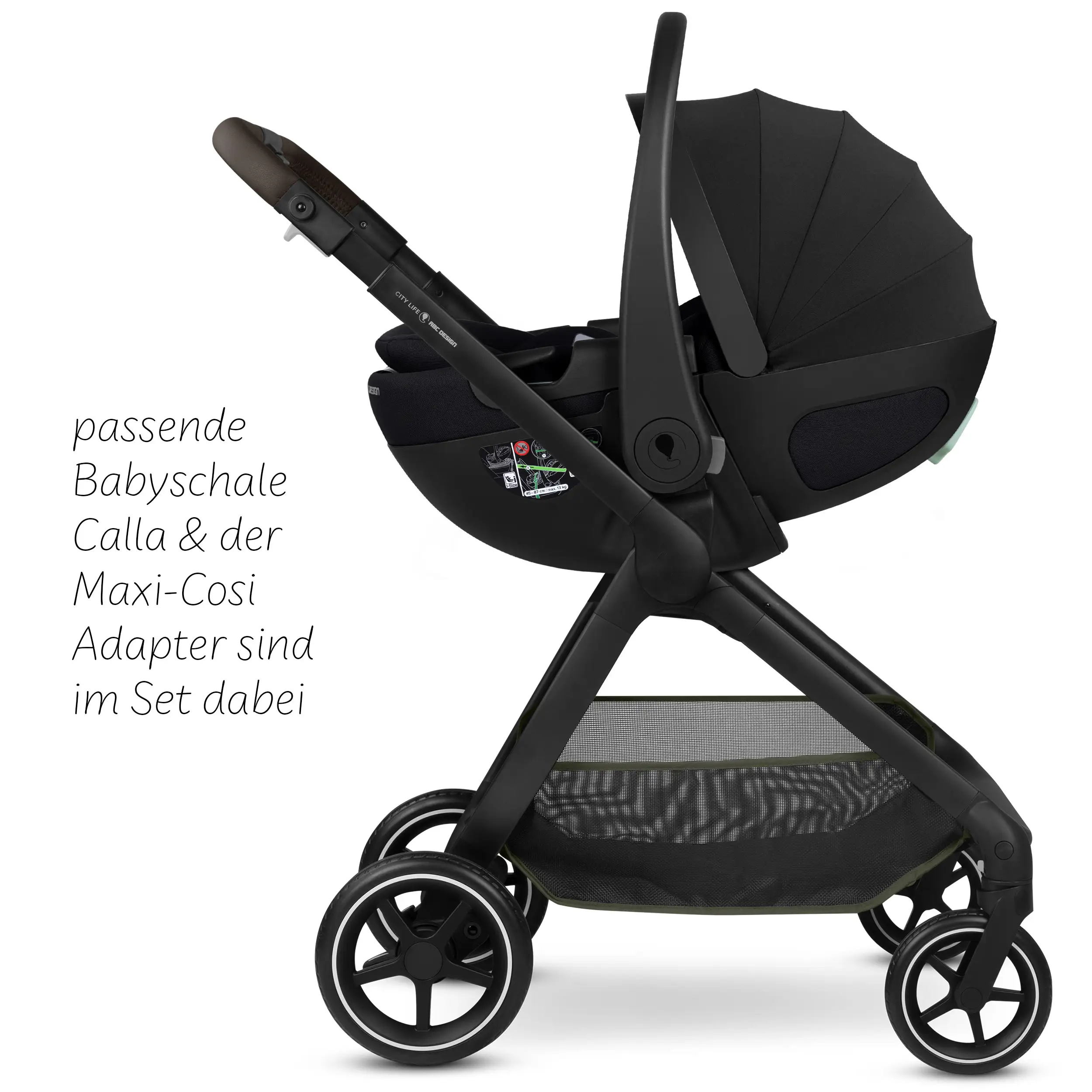3in1 Stroller Set City Life incl. Calla lie-flat infant car seat - Avocado