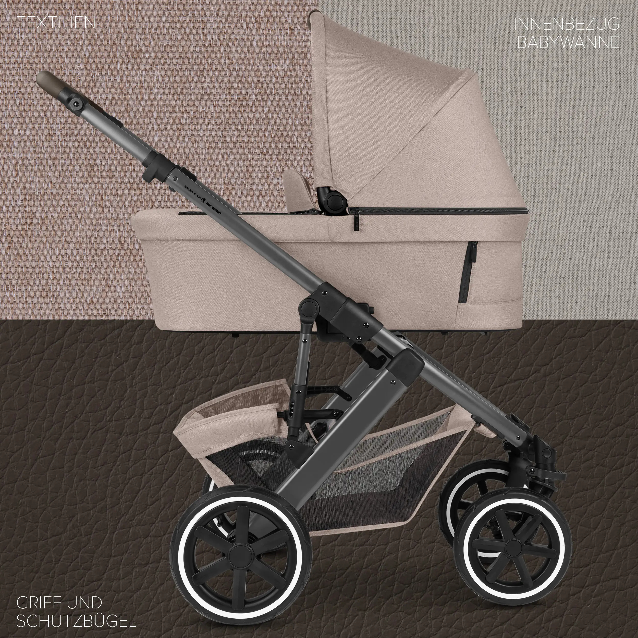 3in1-Kinderwagen-Set Salsa 5 Air inkl. Babyschale Calla mit Liegefunktion - Camel