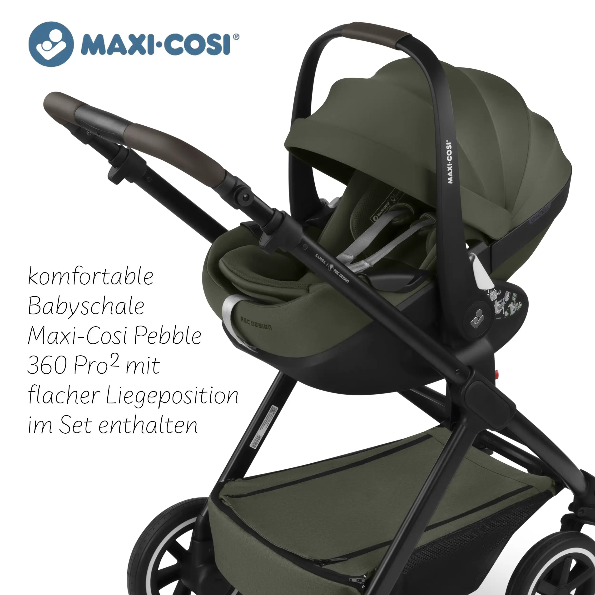 3in1 Stroller Set Samba 2 incl. infant car seat Maxi Cosi Pebble 360 Pro 2 - Avocado