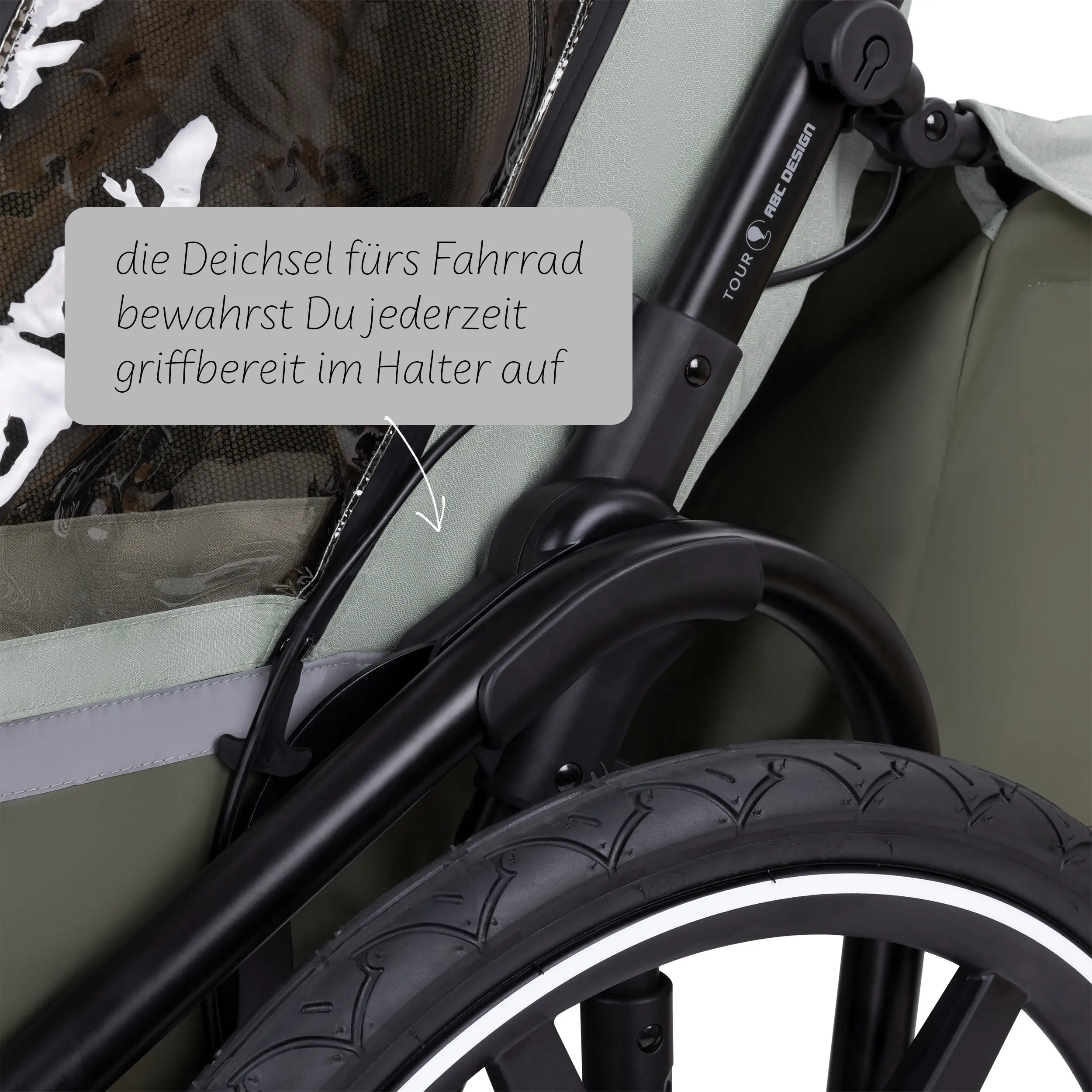 Tour 2 bicycle trailer with 2 comfortable seats & air wheels - Olive