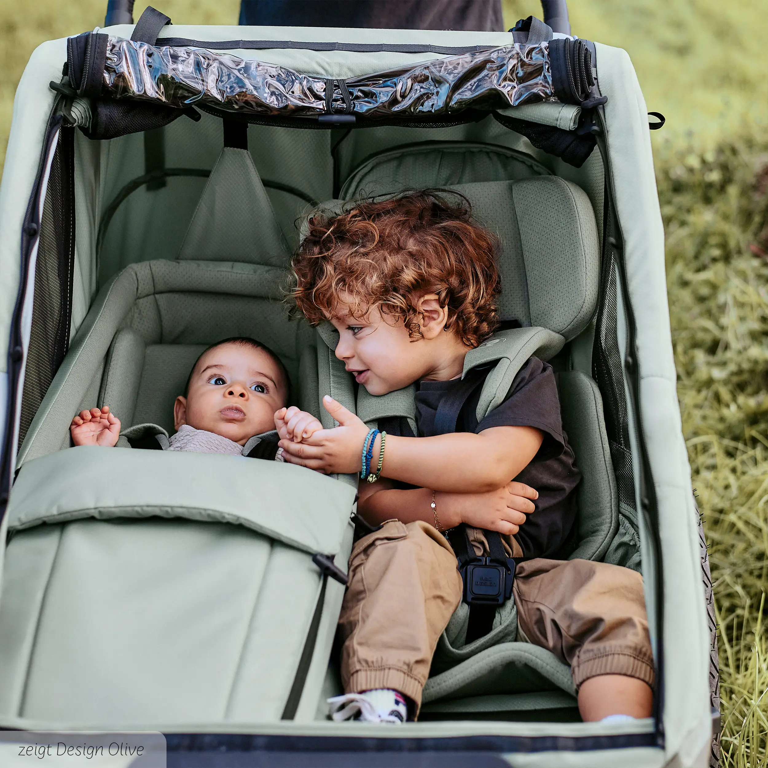 Tour 2 bicycle trailer with 2 comfortable seats & air wheels - Falcon