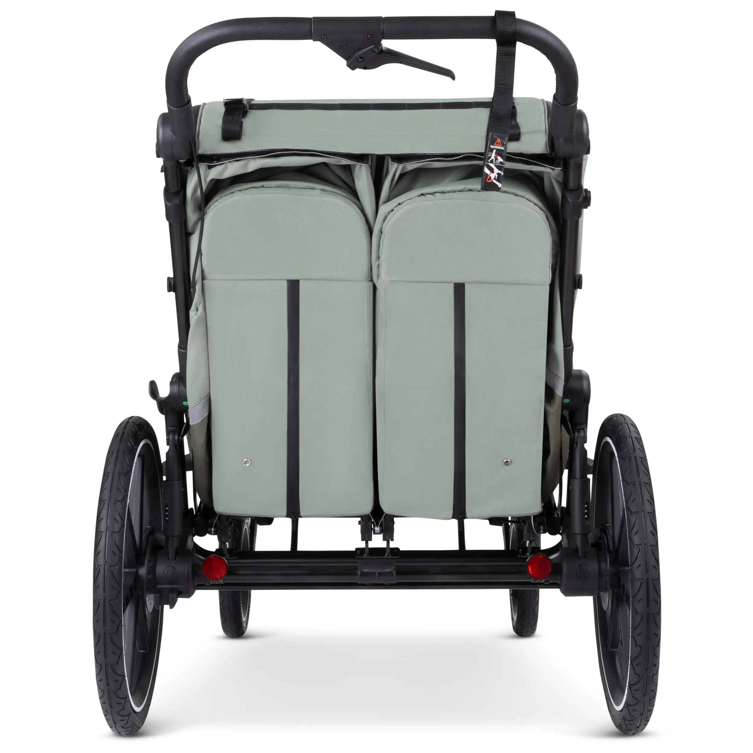 Tour 2 bicycle trailer with 2 comfortable seats & air wheels - Olive