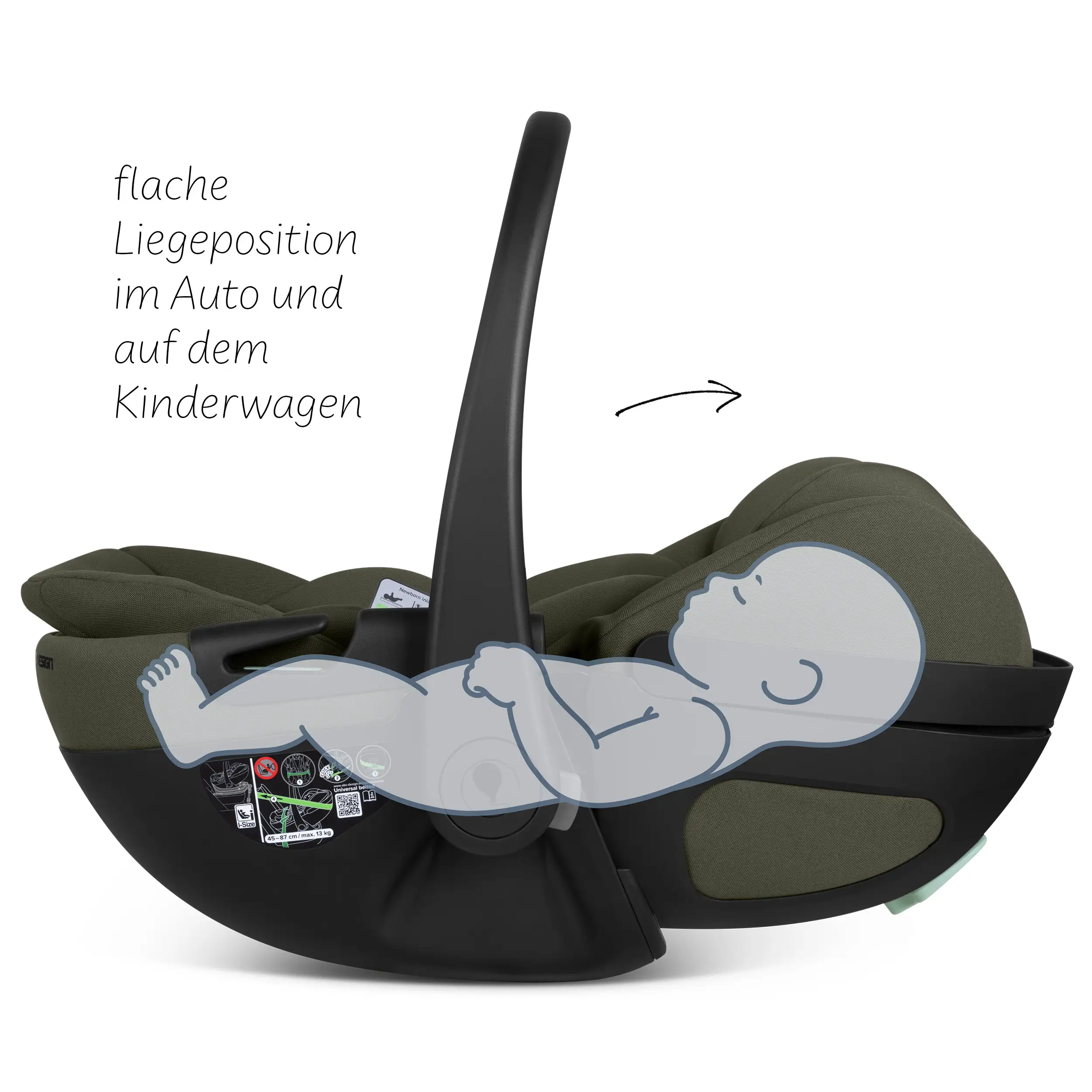 Calla i-Size Infant Car Seat with Reclining Function - Olive