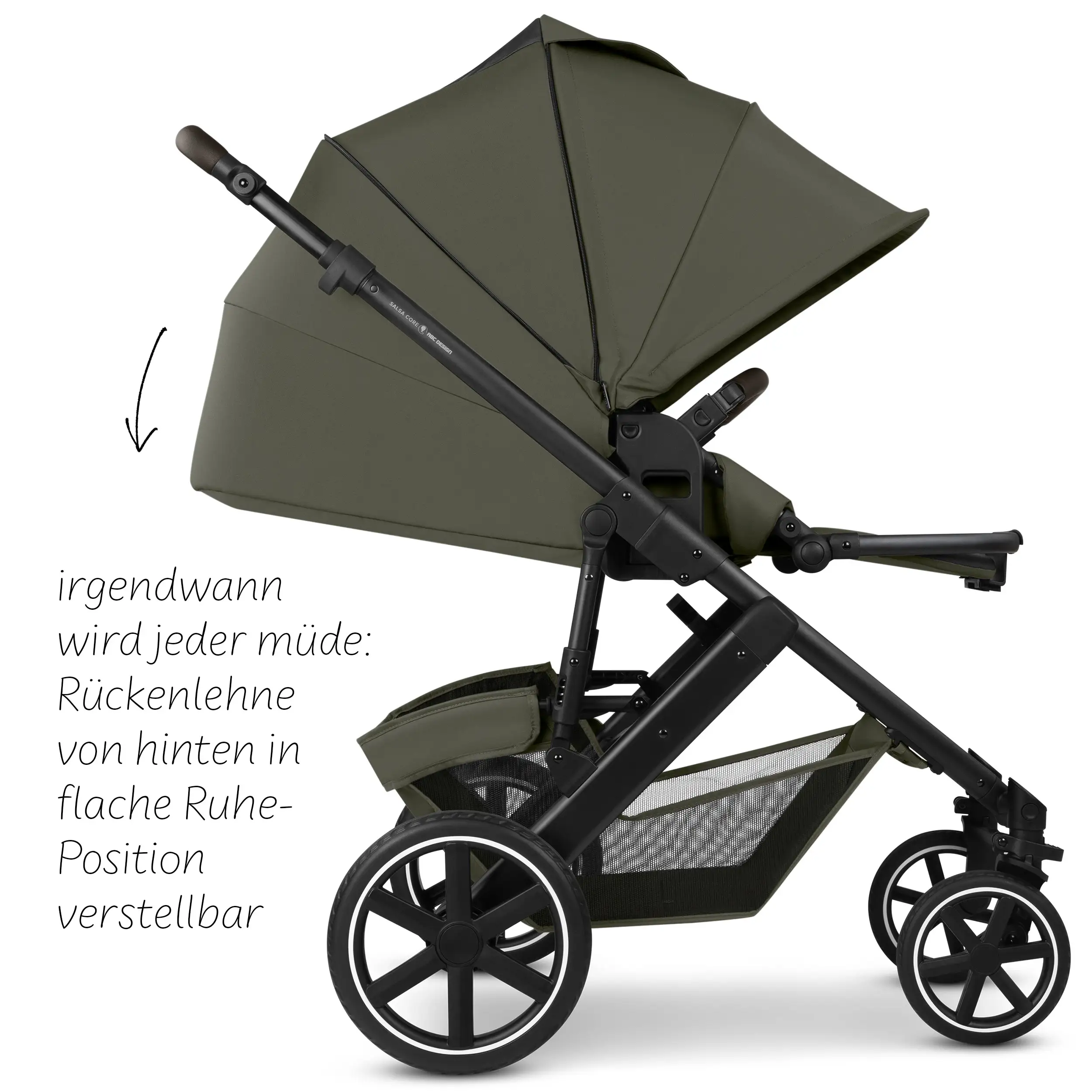 4in1 Stroller Set Salsa Core incl. infant car seat Calla with Reclining Function and the Root Isofix base - Olive