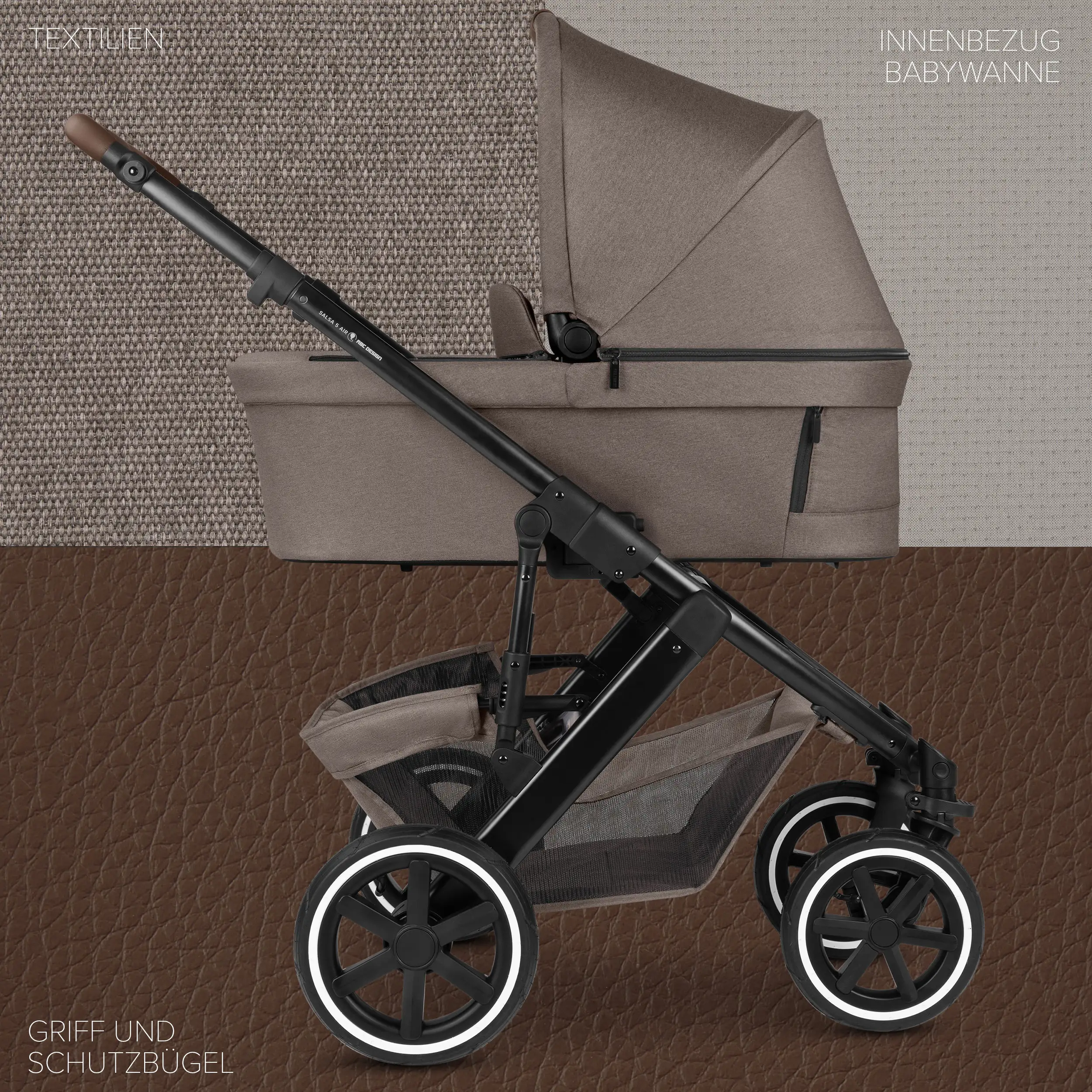 3in1-Kinderwagen-Set Salsa 5 Air inkl. Babyschale Calla mit Liegefunktion  - Nature