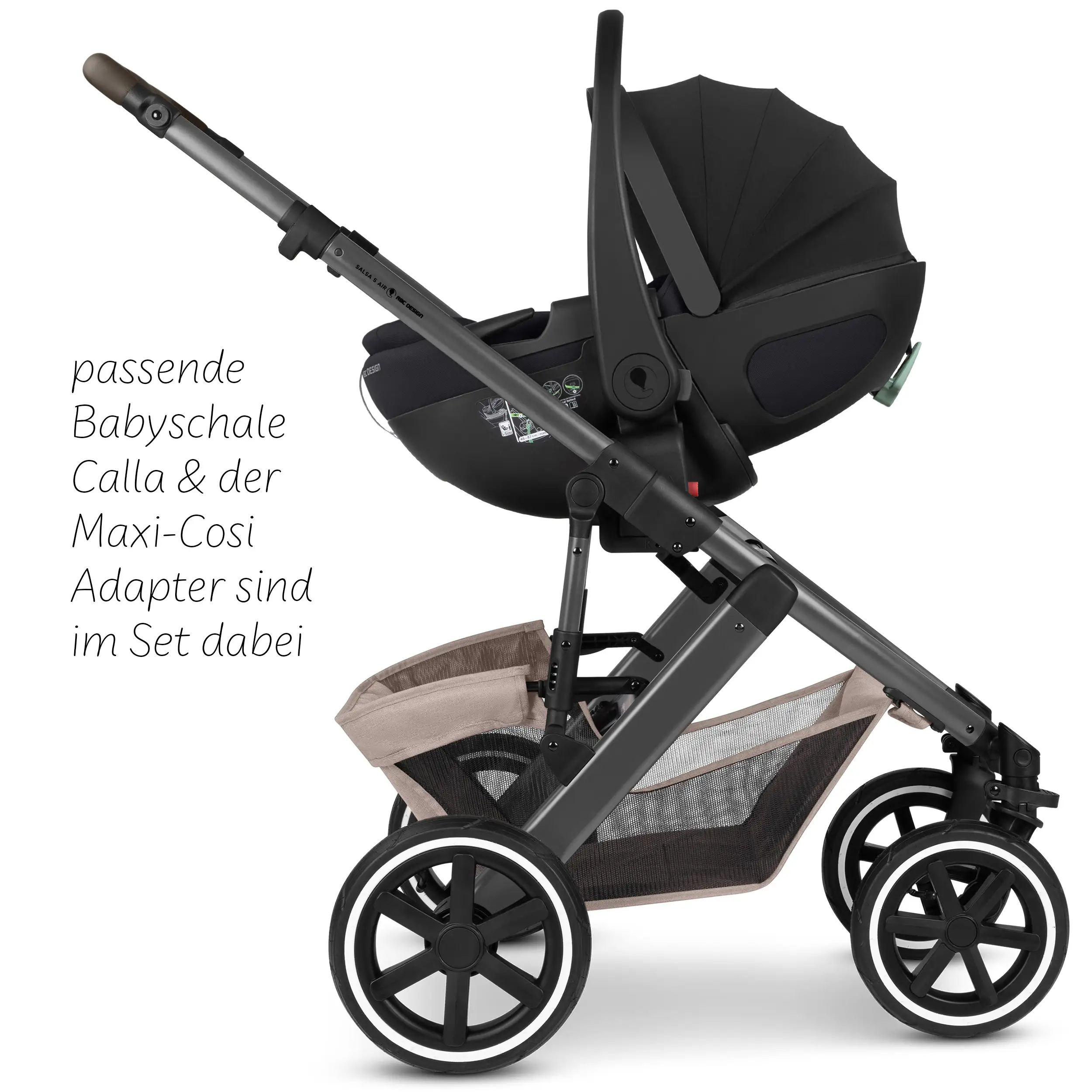 3in1-Kinderwagen-Set Salsa 5 Air inkl. Babyschale Calla mit Liegefunktion - Camel