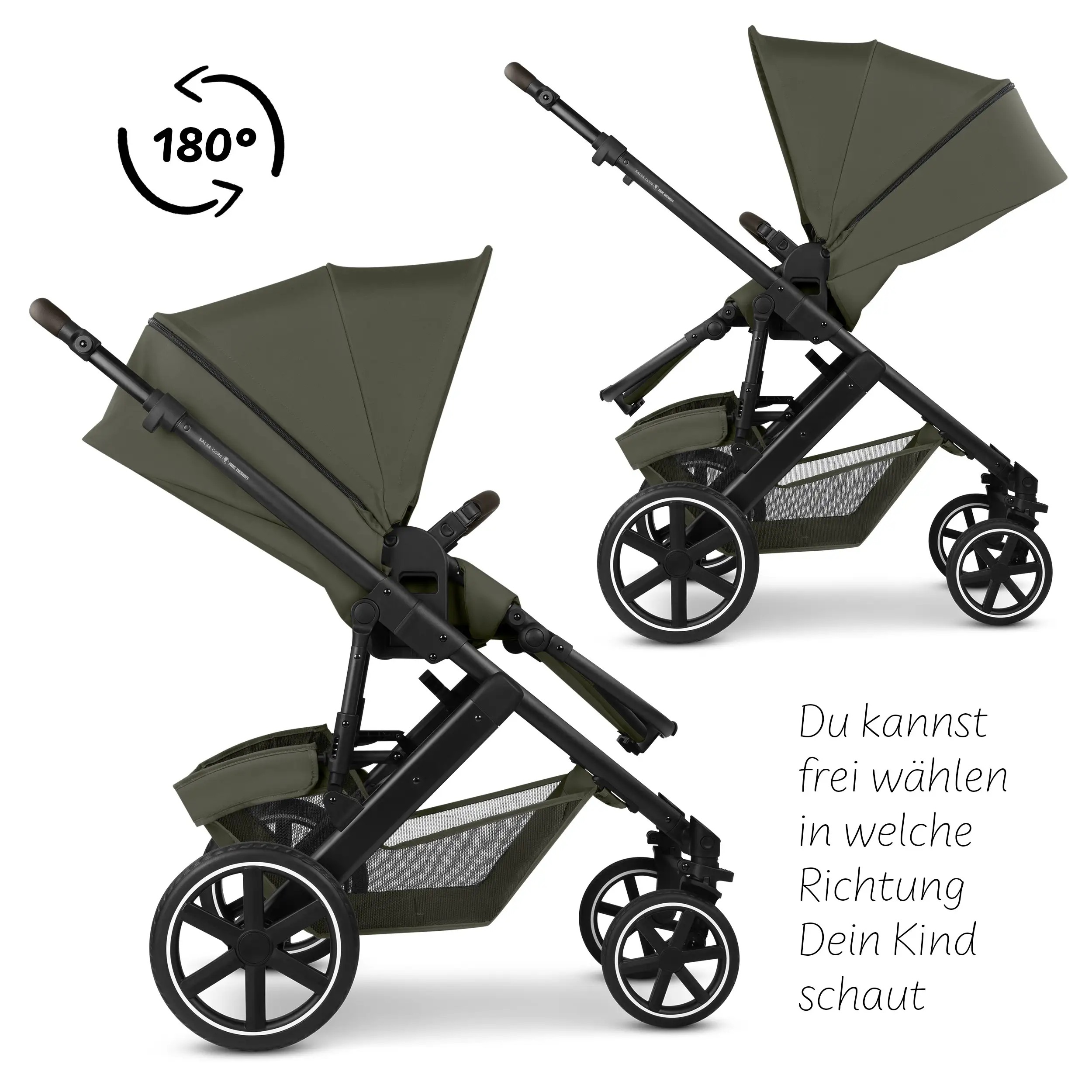 4in1 Stroller Set Salsa Core incl. infant car seat Calla with Reclining Function and the Root Isofix base - Olive