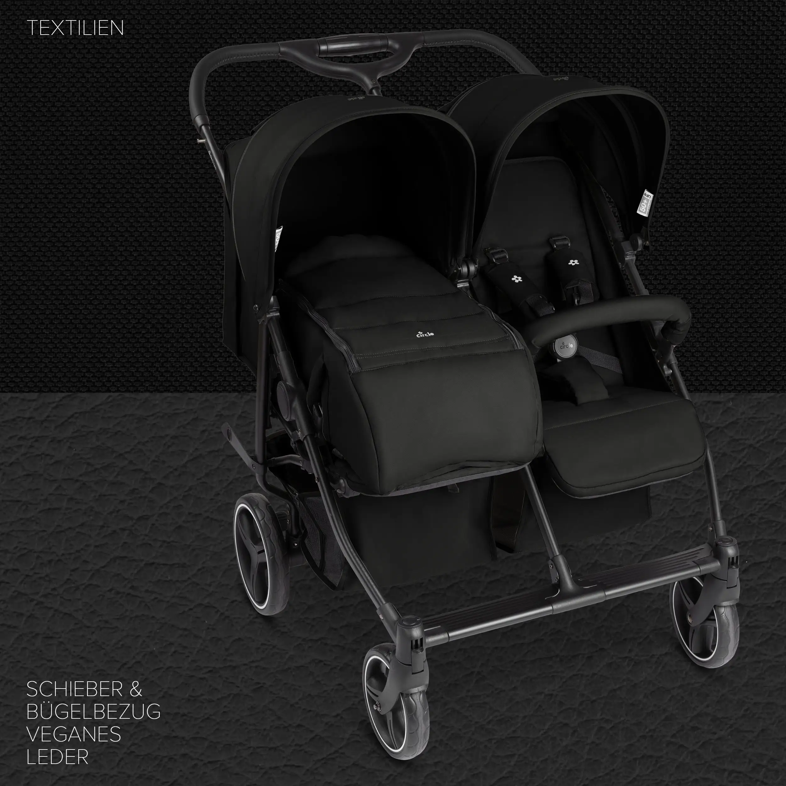 Double stroller D Two - Black