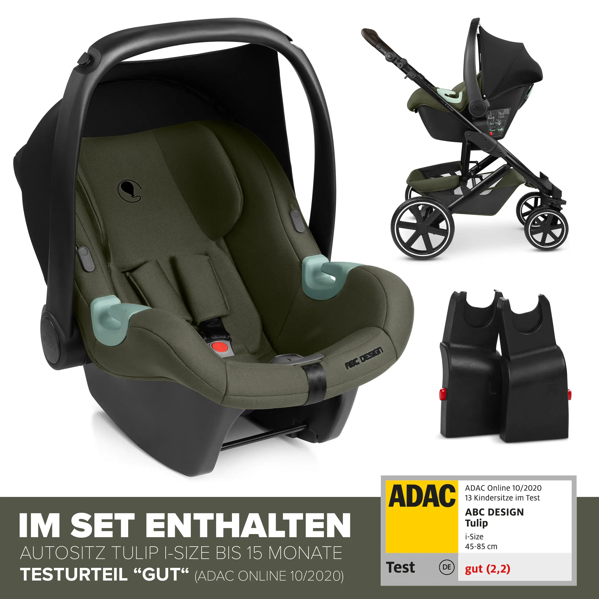 4-in-1 Sierra Stroller Set incl. Isofix base - Pea