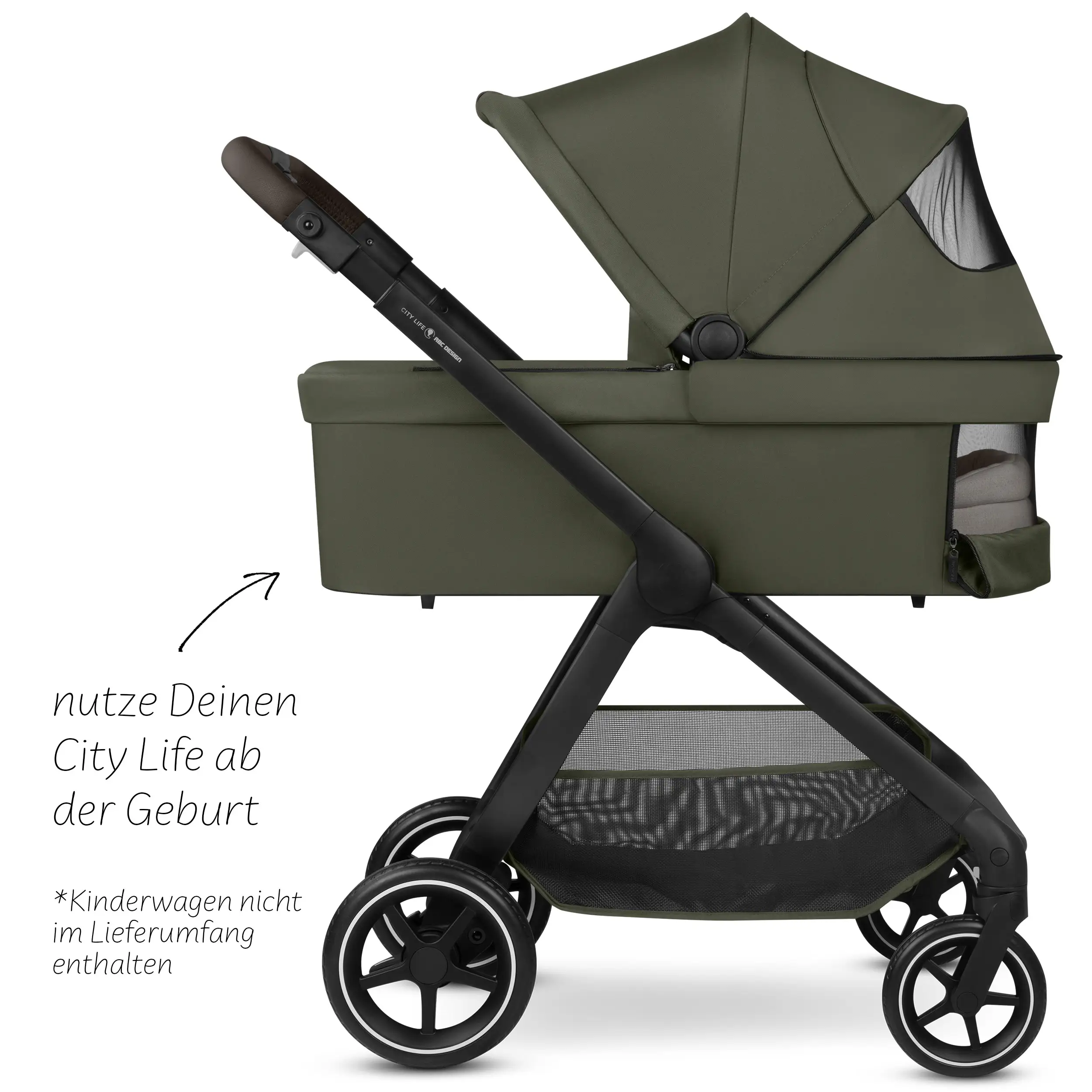 Carrycot for City Life sport strollers - Avocado