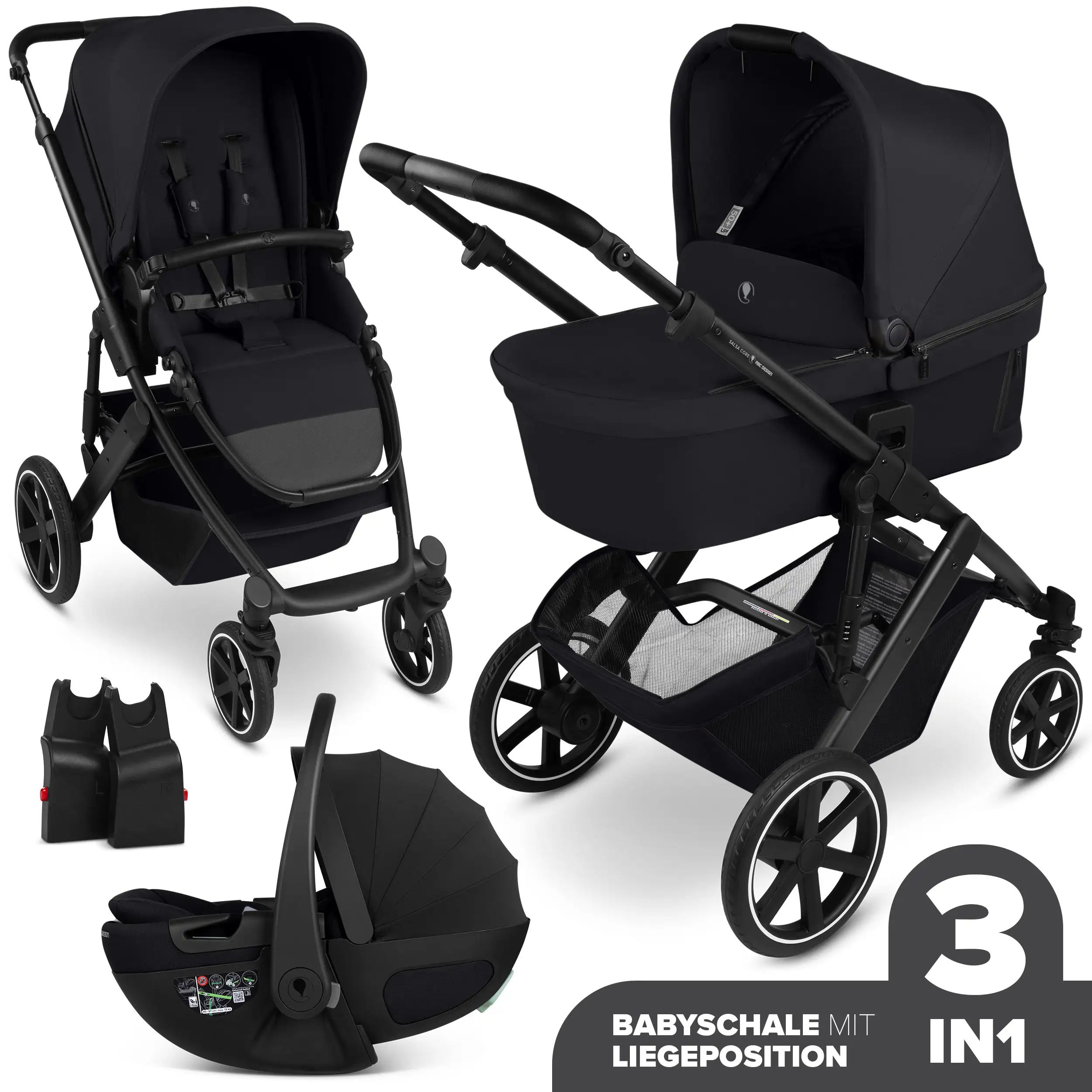 3in1 Stroller Set Salsa Core incl. infant car seat Calla with Reclining Function - Ink