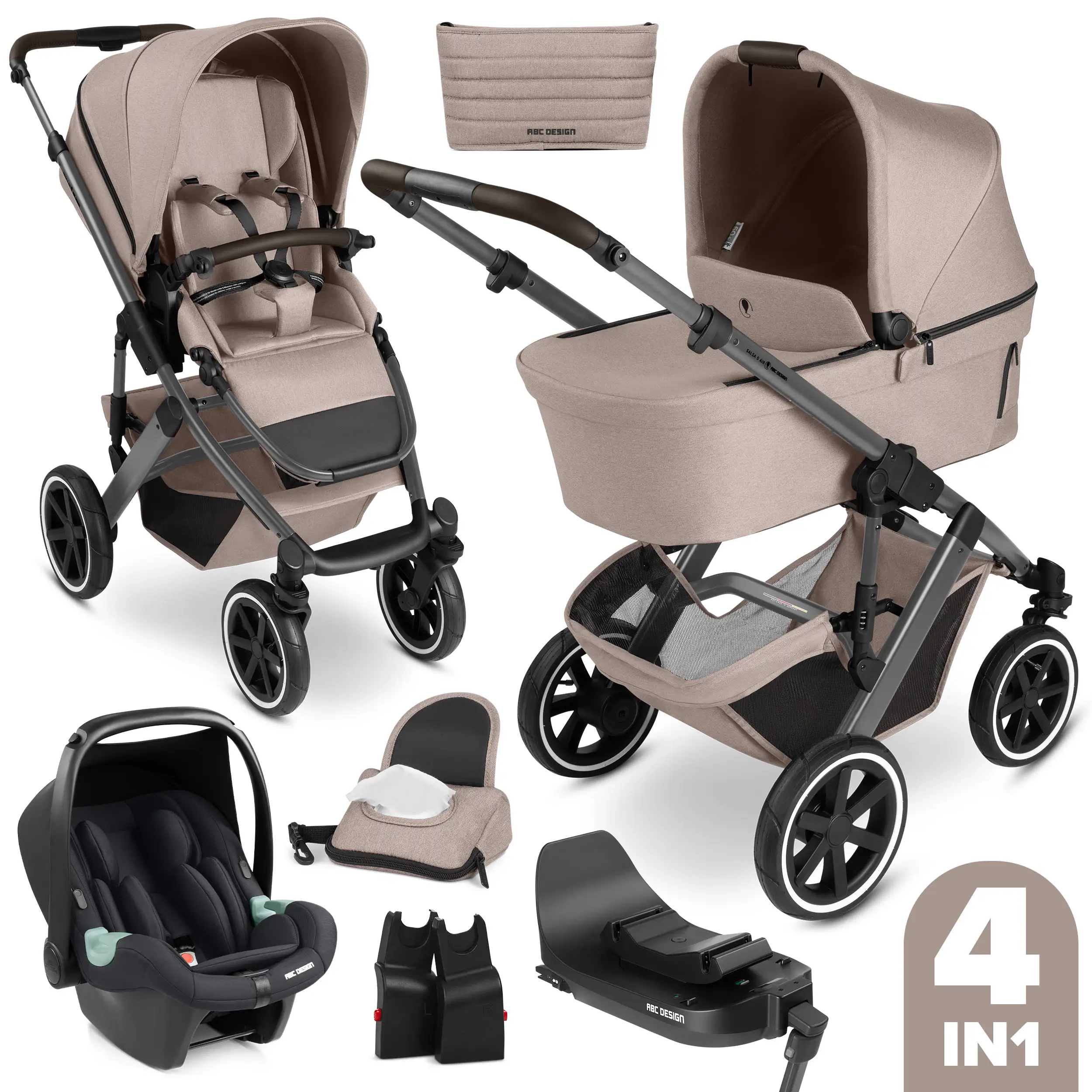 4in1 Stroller set Salsa 5 Air incl. Isofix Base - Camel