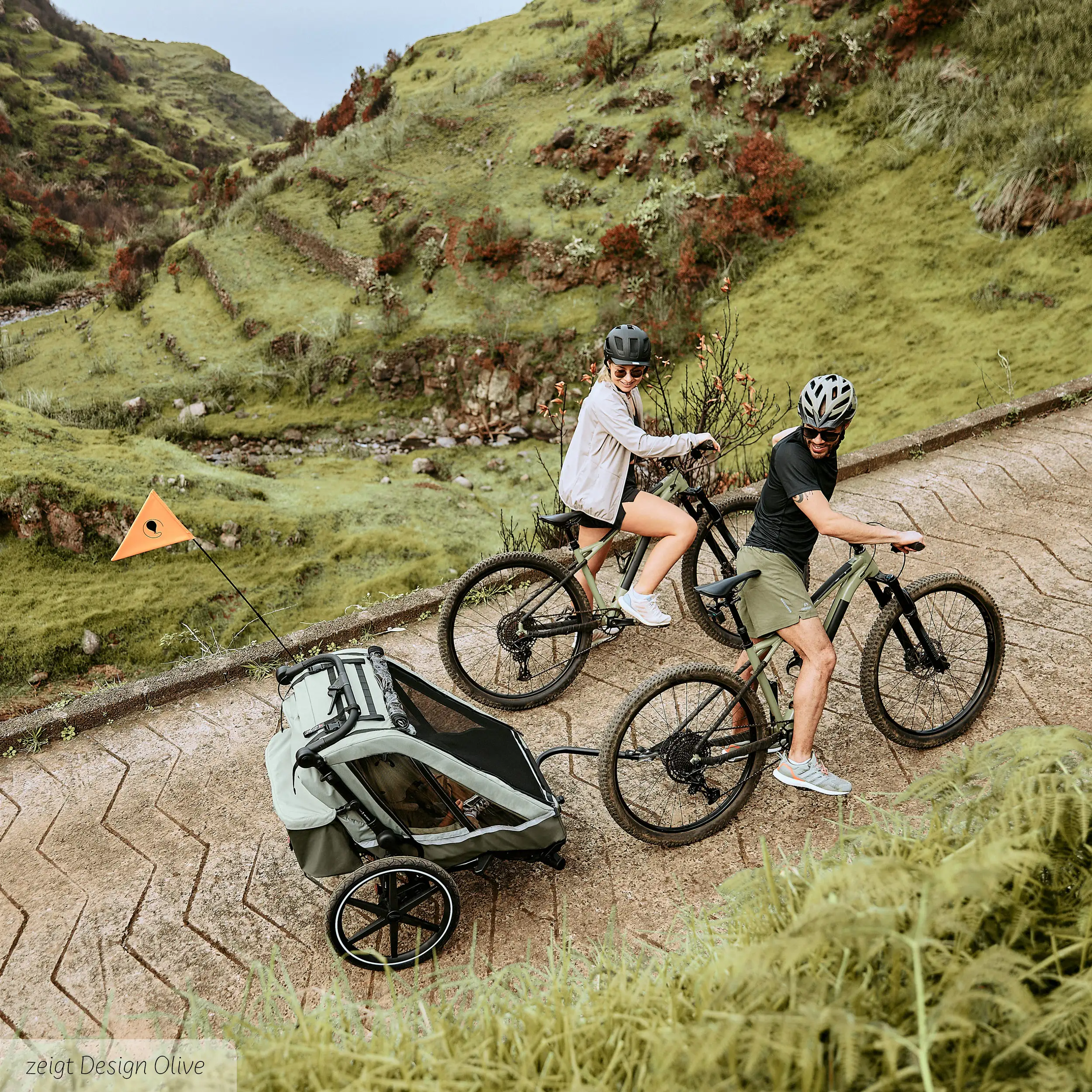 Tour 2 bicycle trailer with 2 comfortable seats & air wheels - Falcon