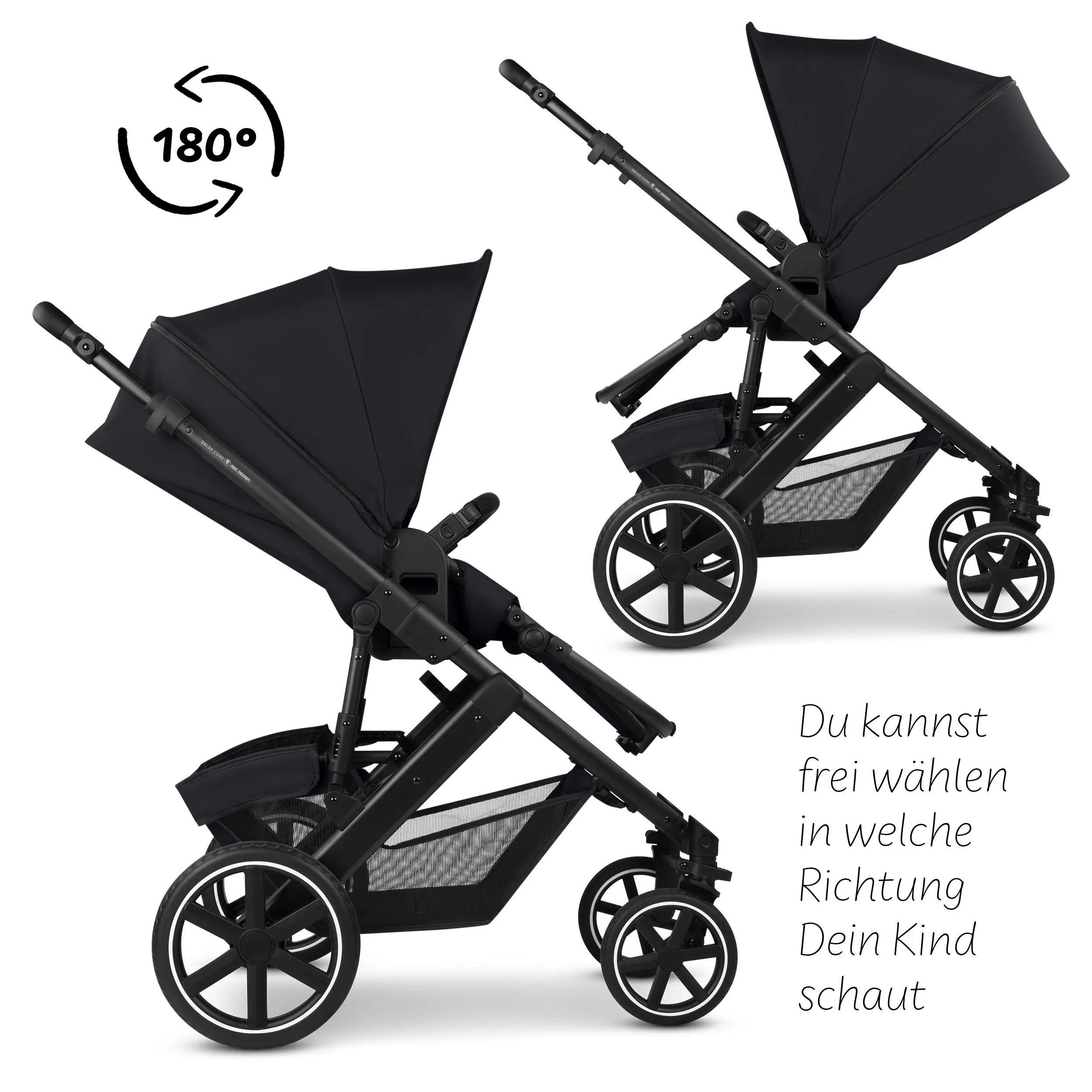 4in1 Stroller Set Salsa Core incl. infant car seat Calla with Reclining Function and the Root Isofix base - Ink