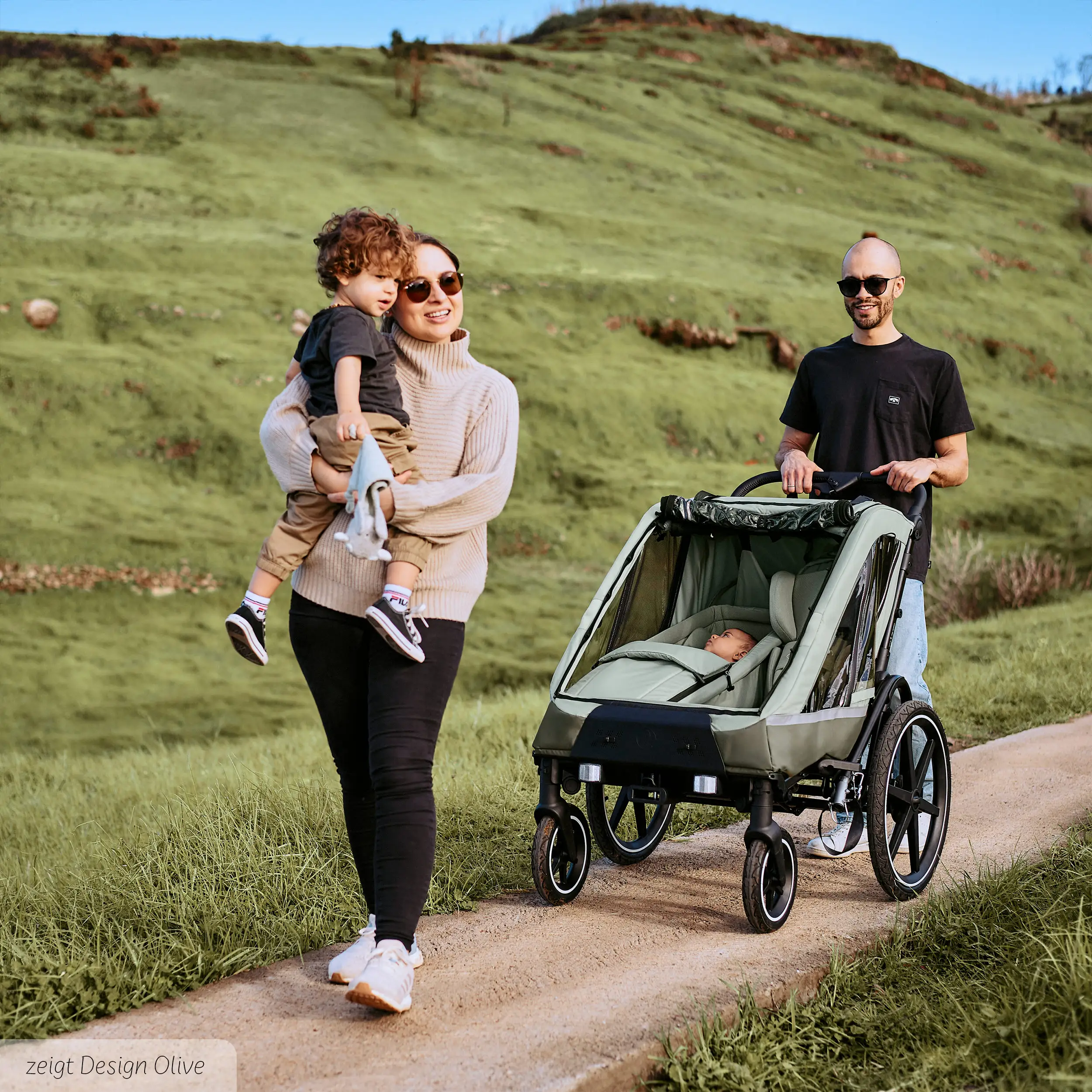 Tour 2 bicycle trailer with 2 comfortable seats & air wheels - Falcon