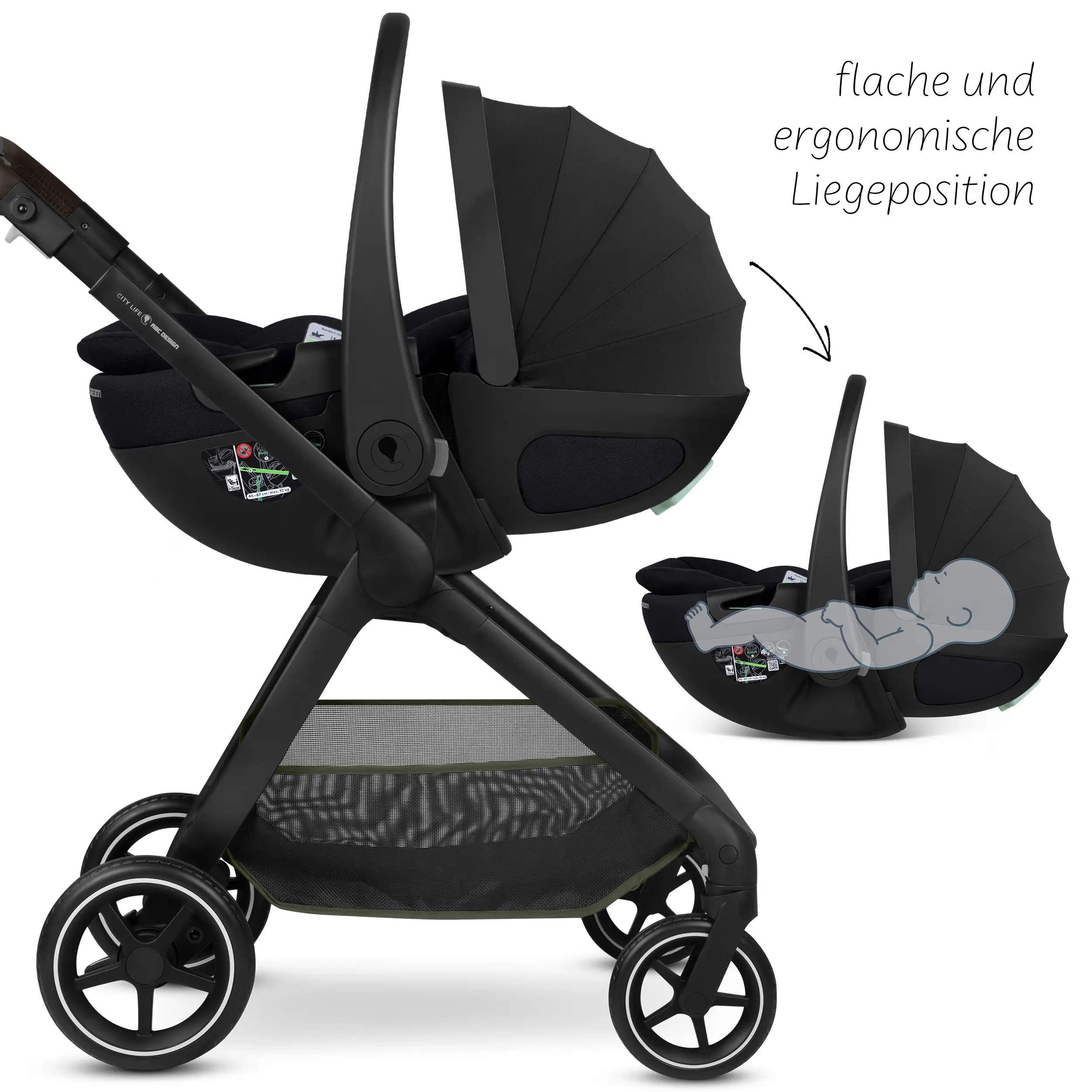 4in1 Stroller Set City Life incl. Calla lie-flat infant car seat - Avocado