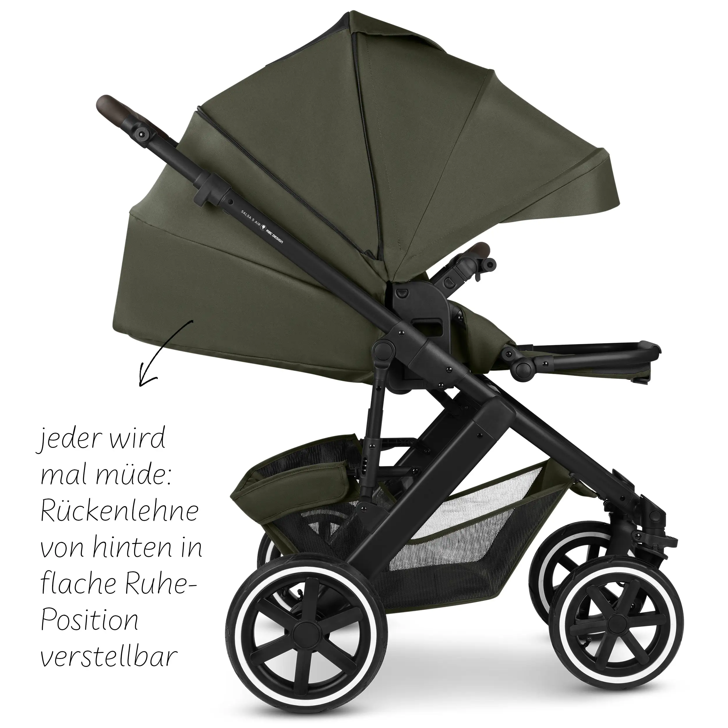 4in1-Kinderwagen-Set Salsa 5 Air inkl. Babyschale Calla mit Liegefunktion - Avocado