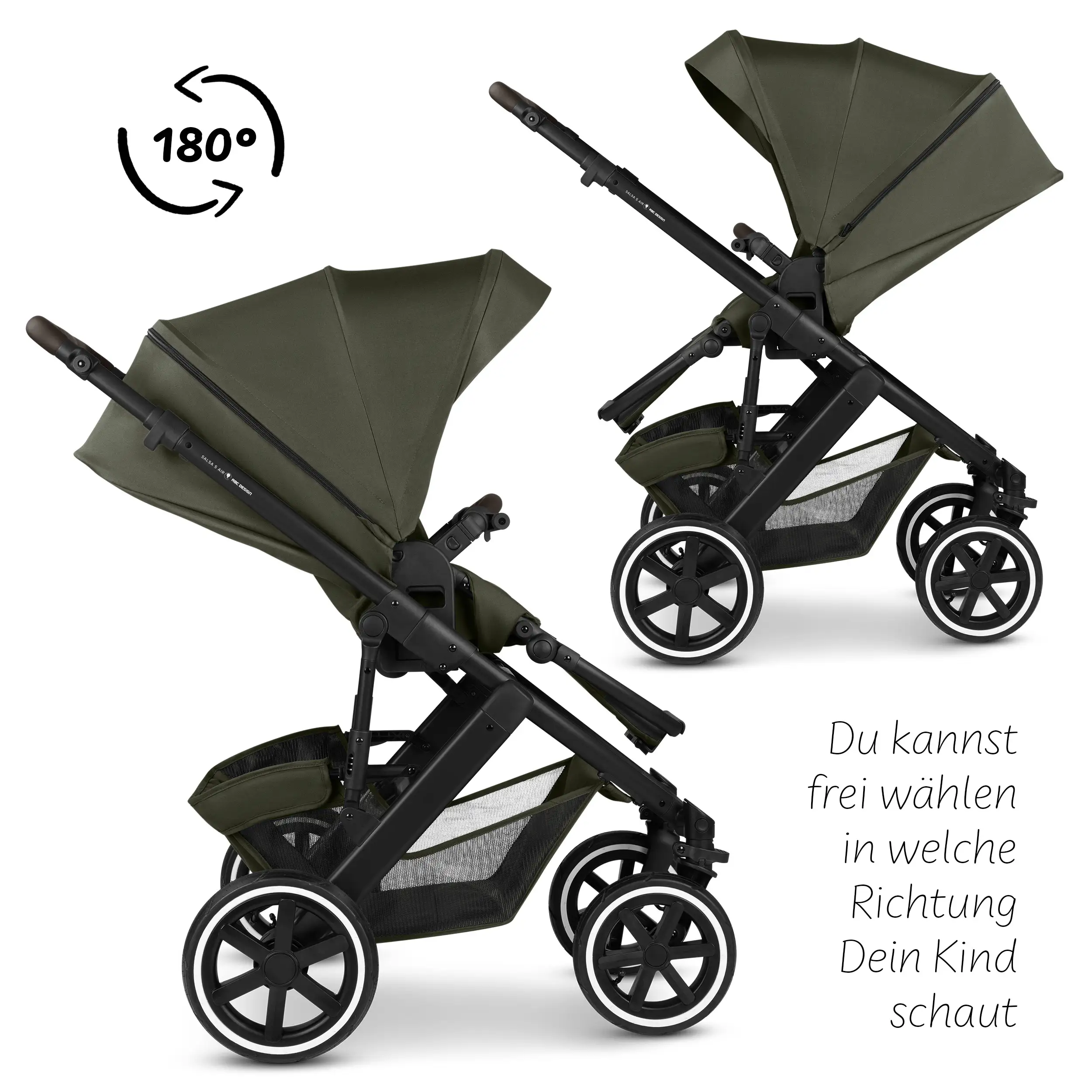 4in1-Kinderwagen-Set Salsa 5 Air inkl. Babyschale Calla mit Liegefunktion - Avocado