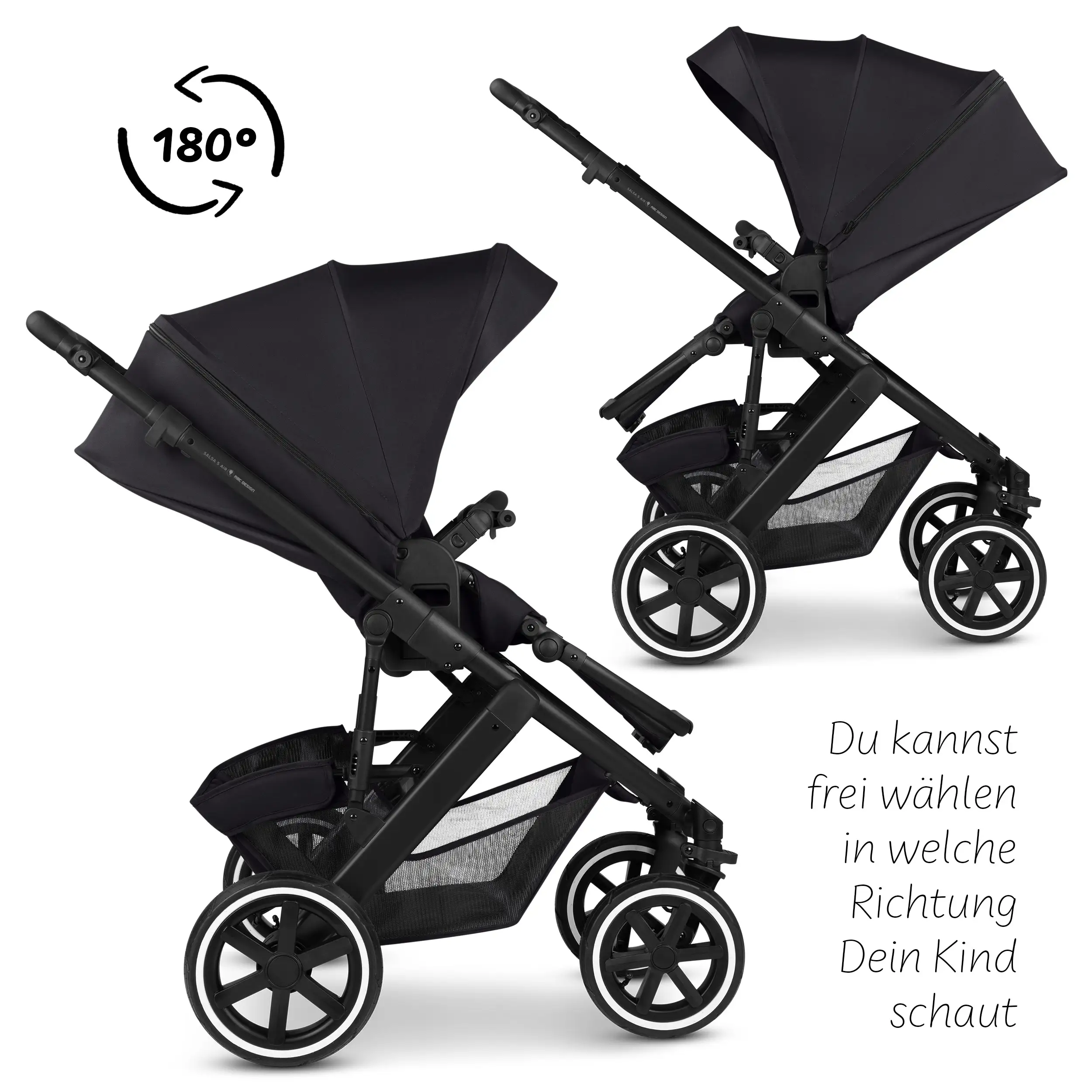 3in1-Kinderwagen-Set Salsa 5 Air inkl. Babyschale Calla mit Liegefunktion - Coal