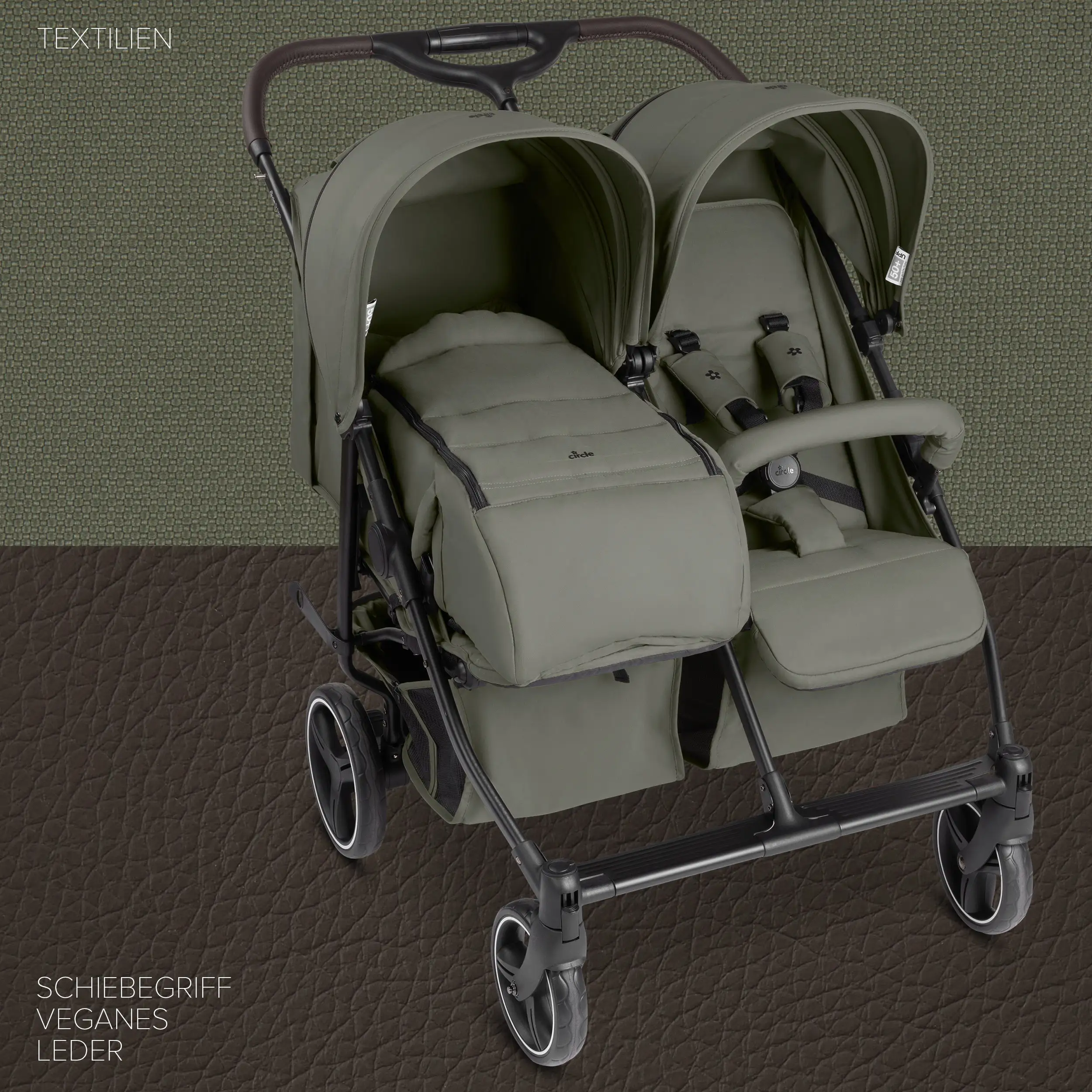 Double stroller D Two - Wheat