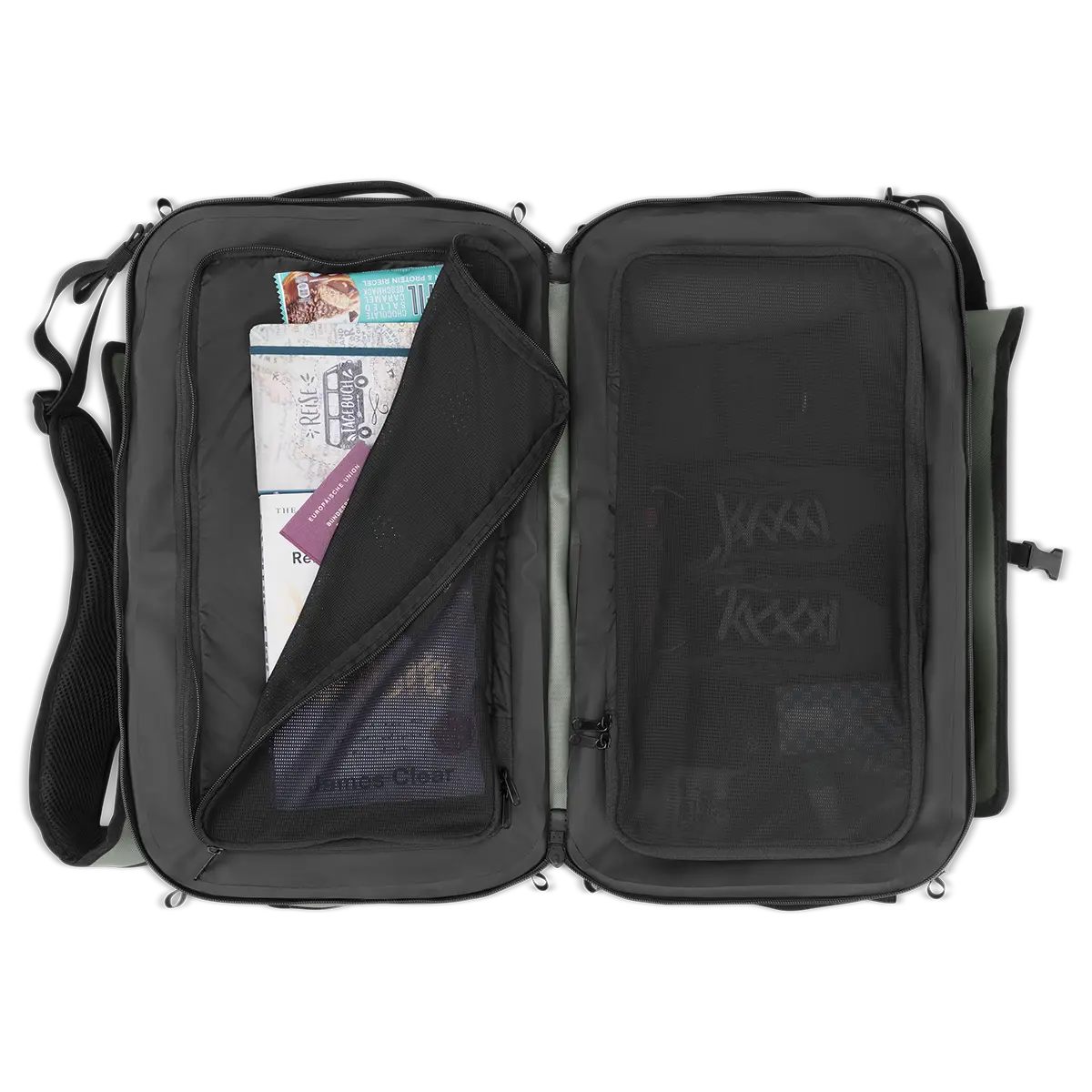 Main compartment with mesh divider