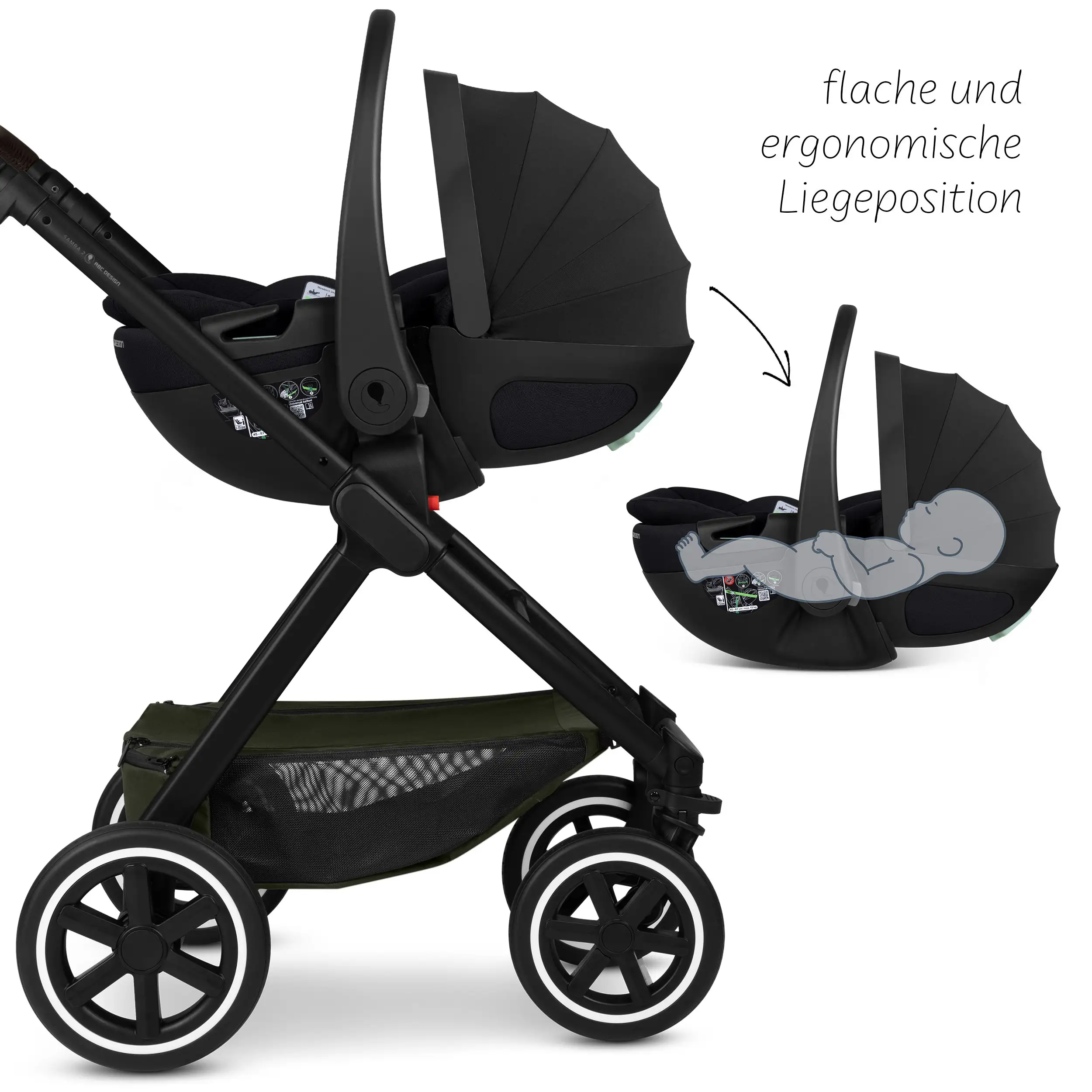 Travel system Samba 2 incl. Calla lie-flat infant car seat - Avocado