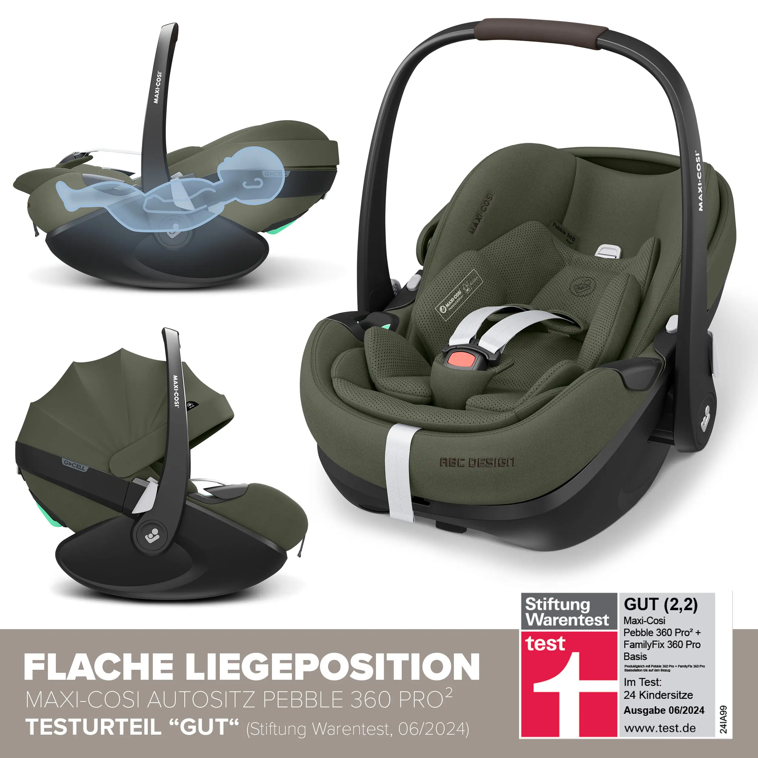 3in1 Stroller Set City Life incl. infant car seat Maxi Cosi Pebble 360 Pro 2 - Avocado