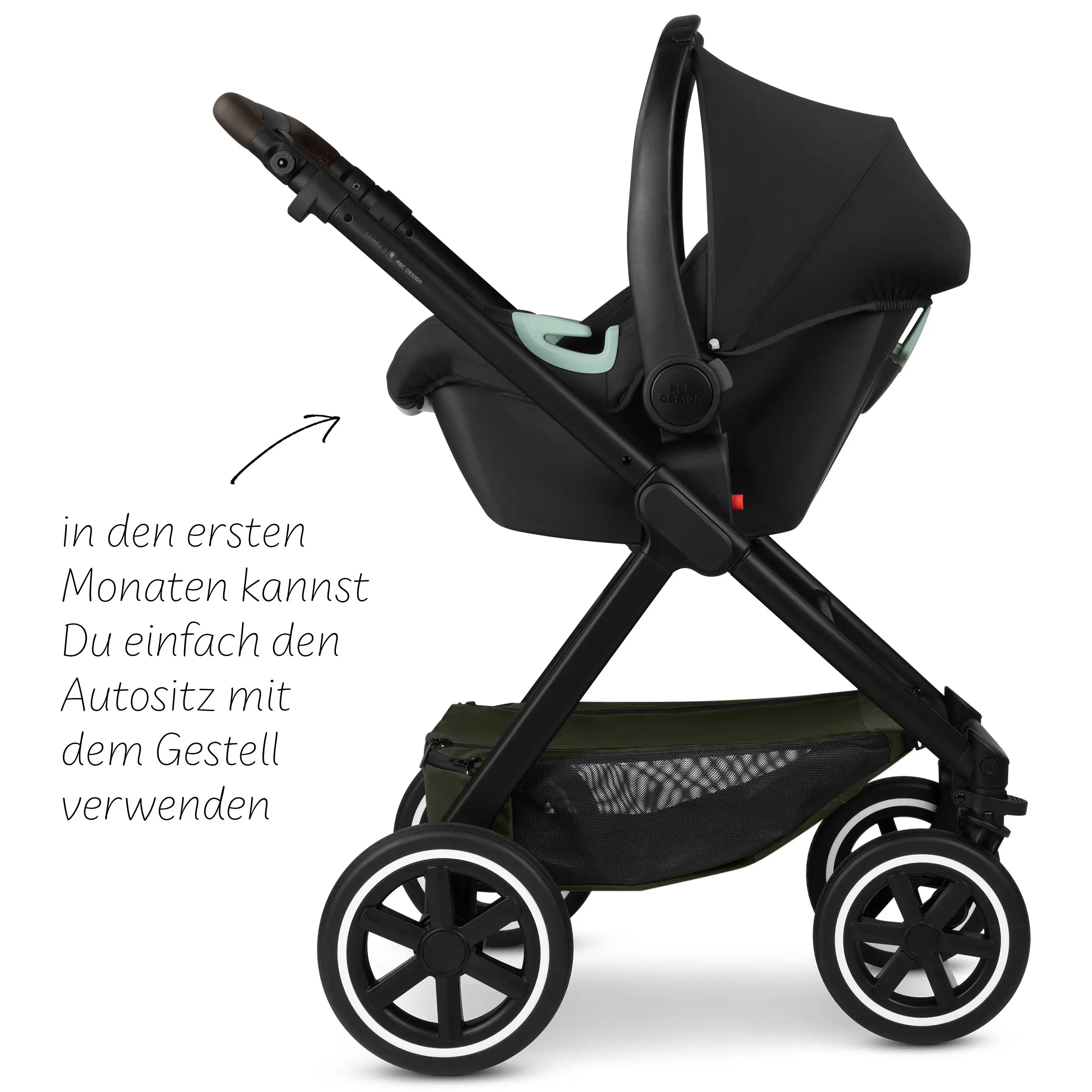 Travel set Samba 2 incl. car seats for newborns - Avocado